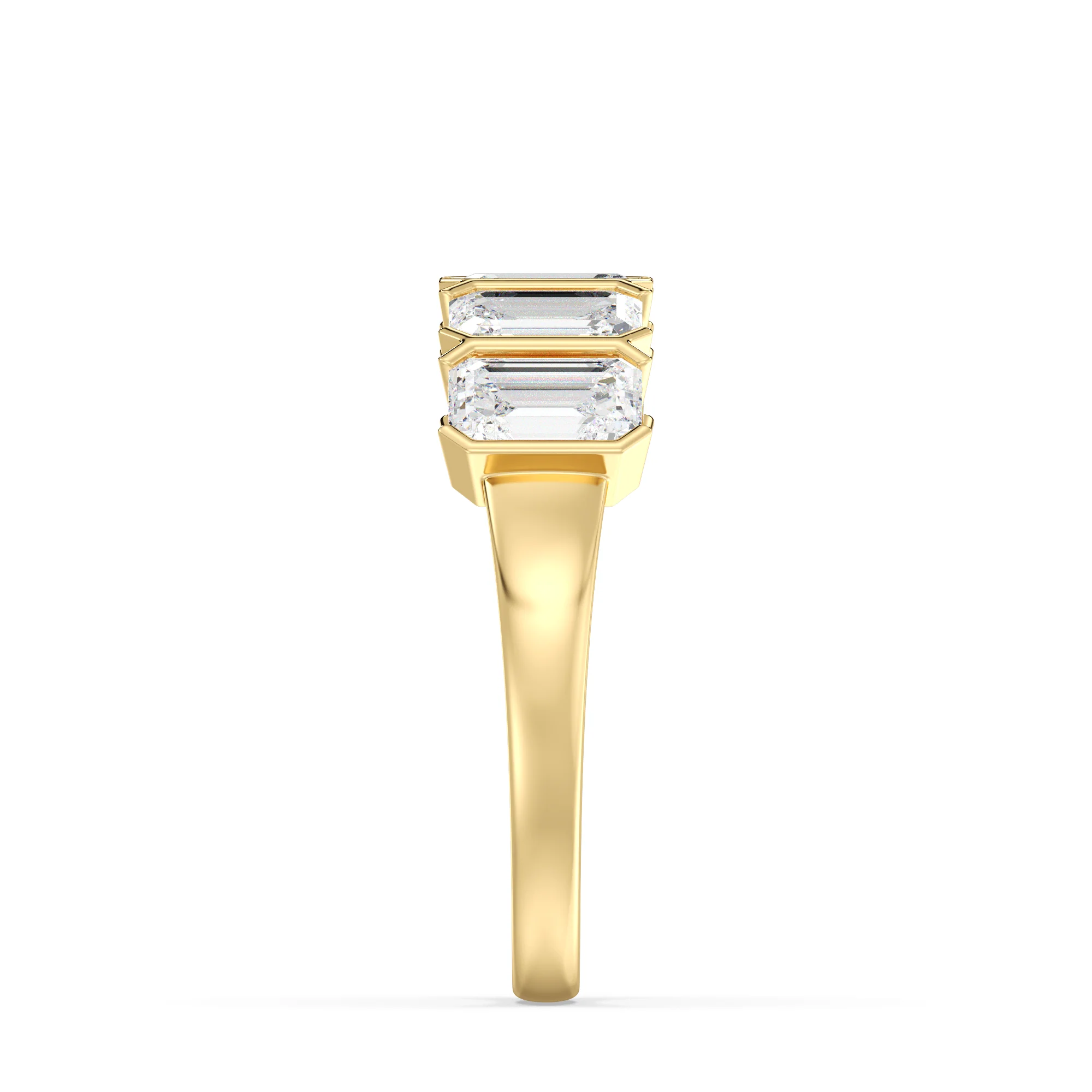 Emerald Cut Lab Grown Diamond Half Eternity Wedding Band in 18K Gold - Image 4
