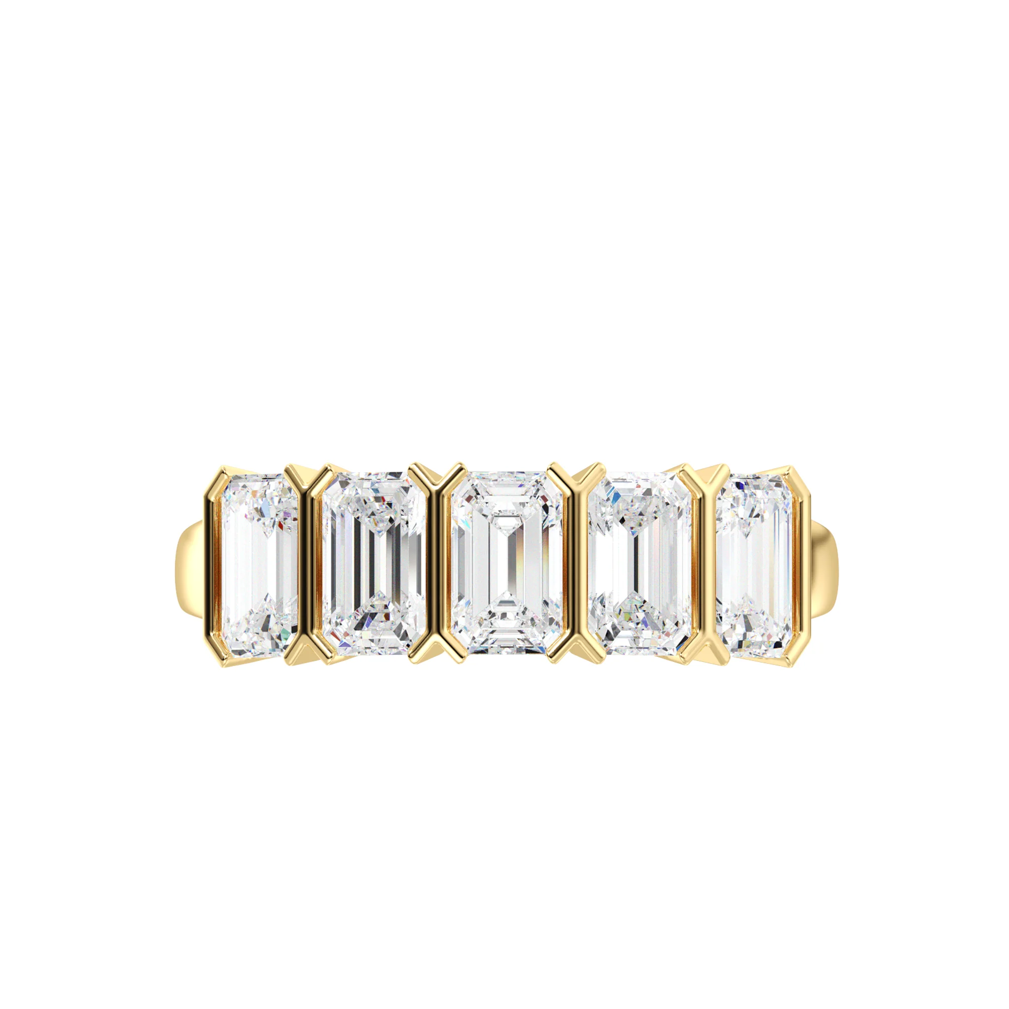 Emerald Cut Lab Grown Diamond Half Eternity Wedding Band in 18K Gold - Image 5