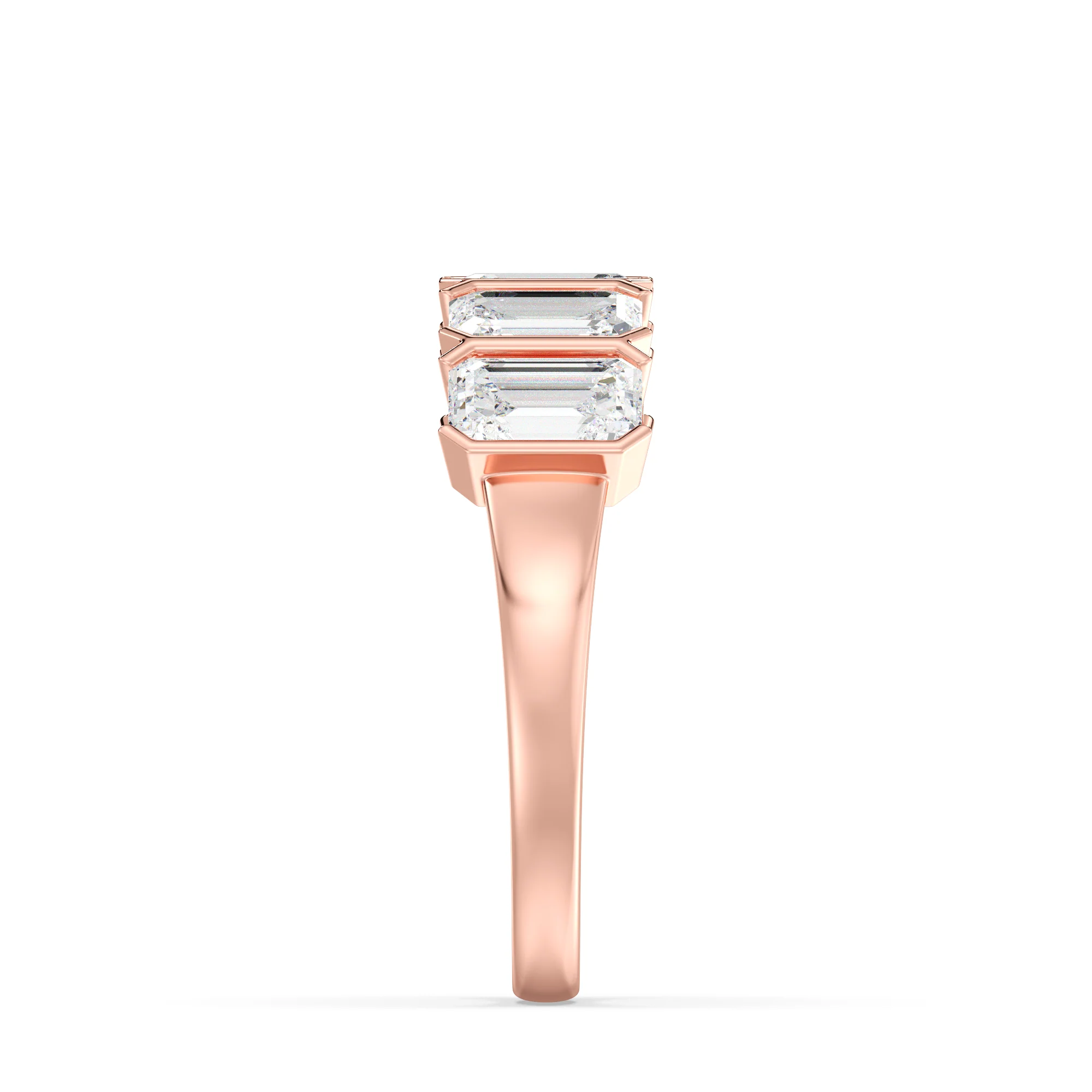 Emerald Cut Lab Grown Diamond Half Eternity Wedding Band in 18K Gold - Image 9