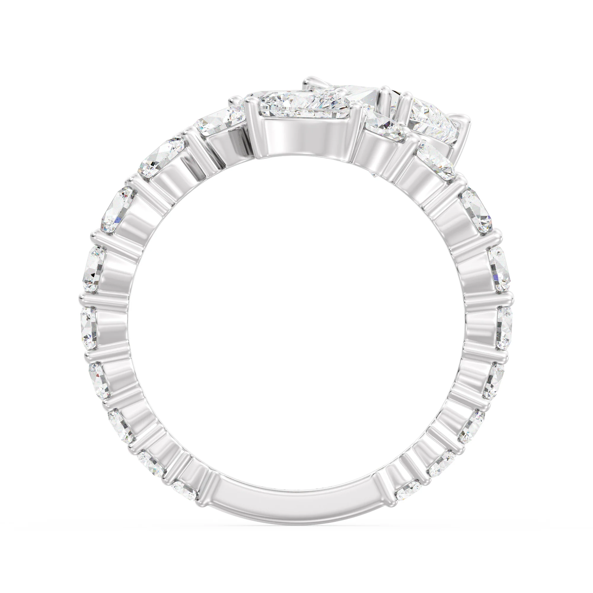 Heart Cut Lab Grown Diamond Bypass Cluster Ring in 18K Gold - Image 14