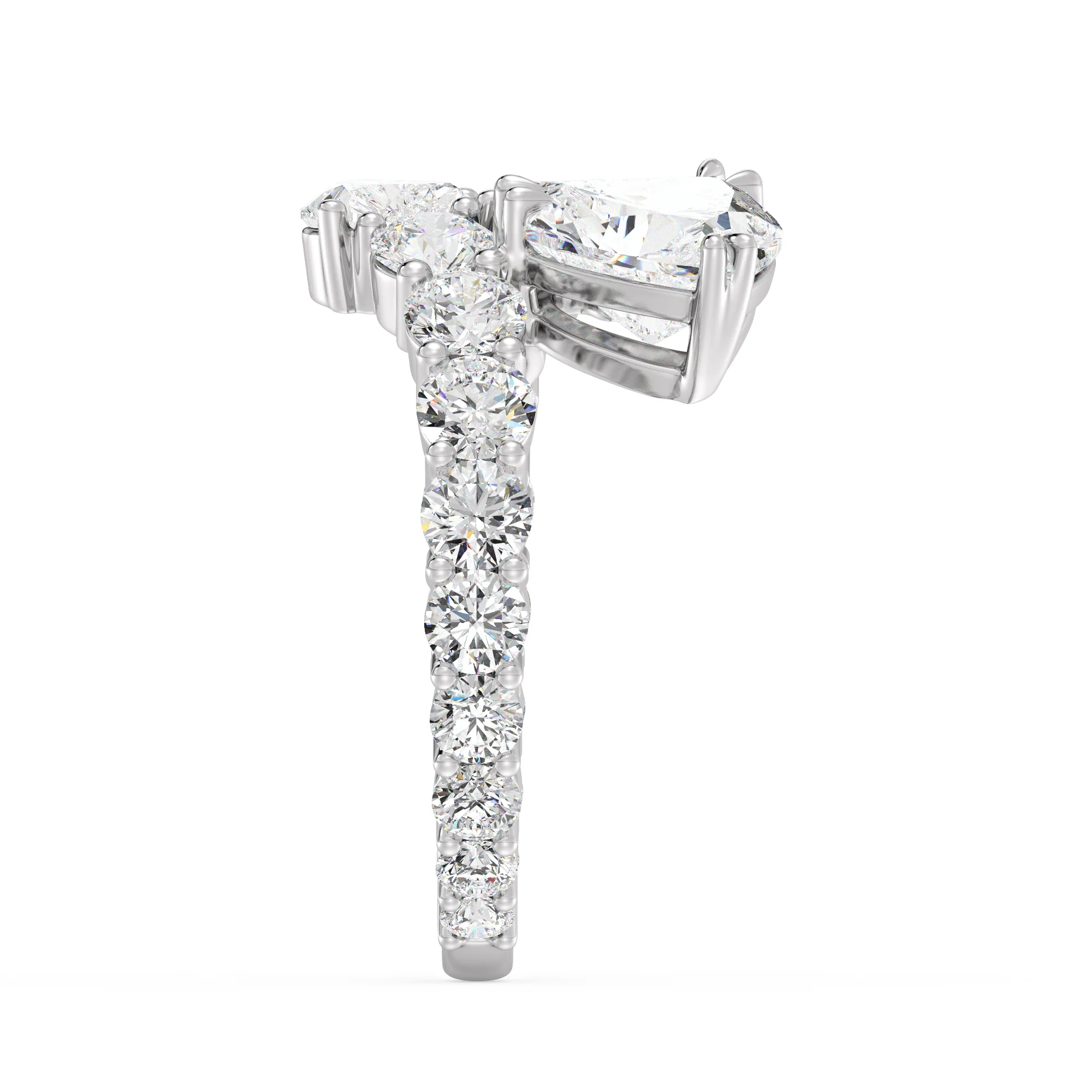 Heart Cut Lab Grown Diamond Bypass Cluster Ring in 18K Gold - Image 15
