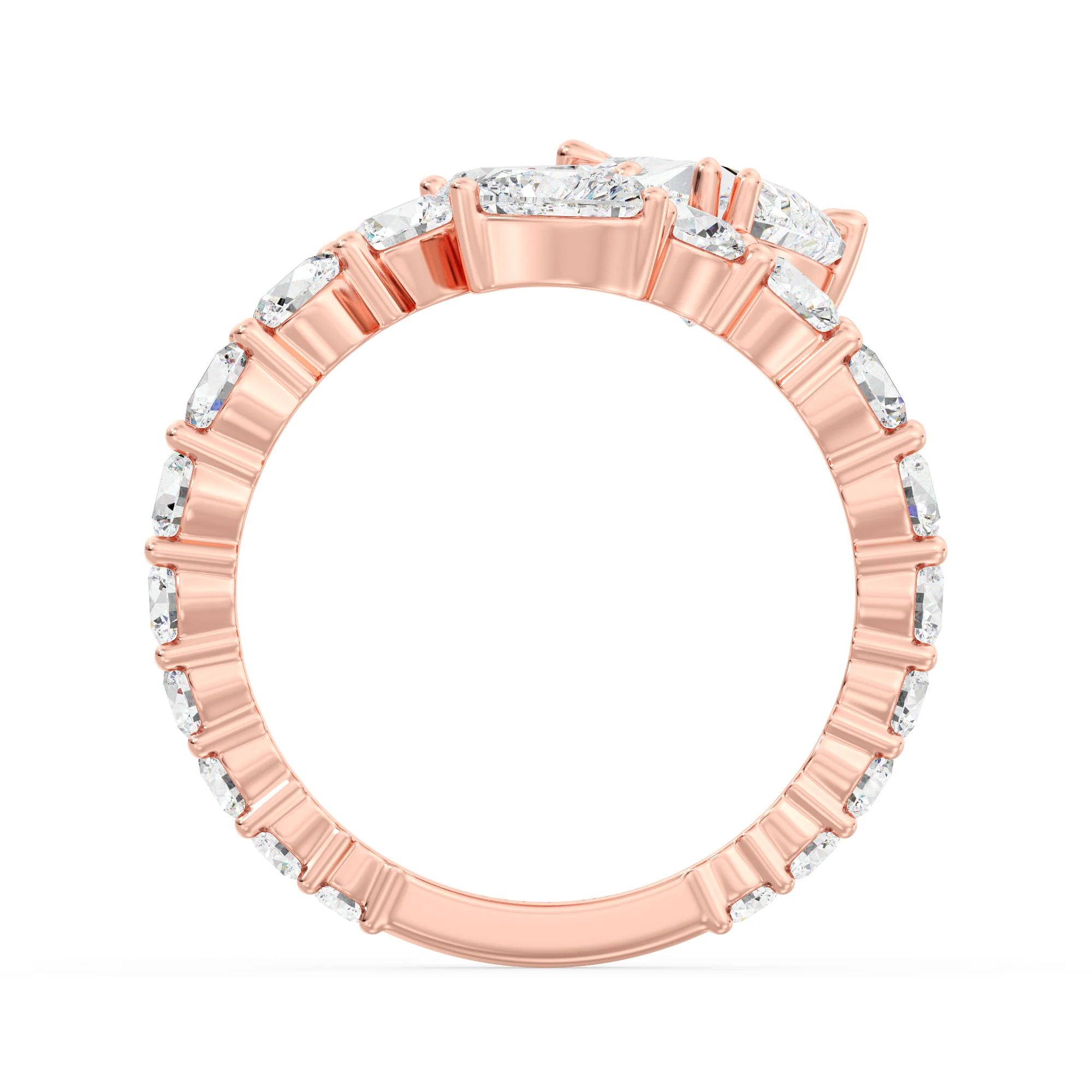 Heart Cut Lab Grown Diamond Bypass Cluster Ring in 18K Gold - Image 9