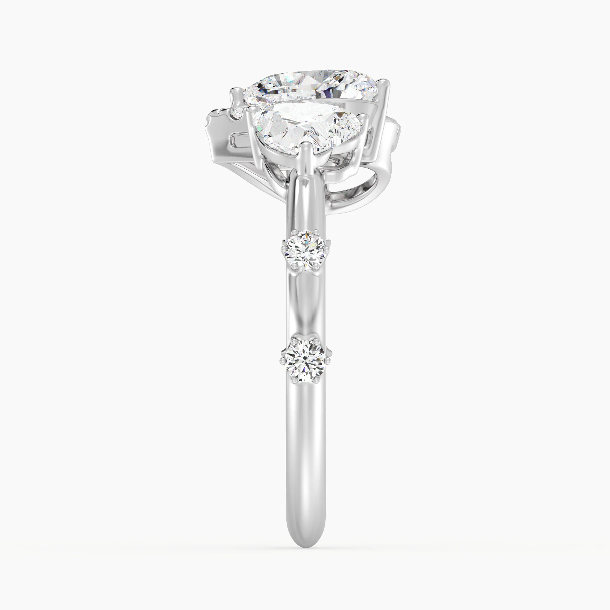 Heart Cut Lab Grown Diamond Double Heart Open Cuff Engagement Ring in 18K Gold - Image 14