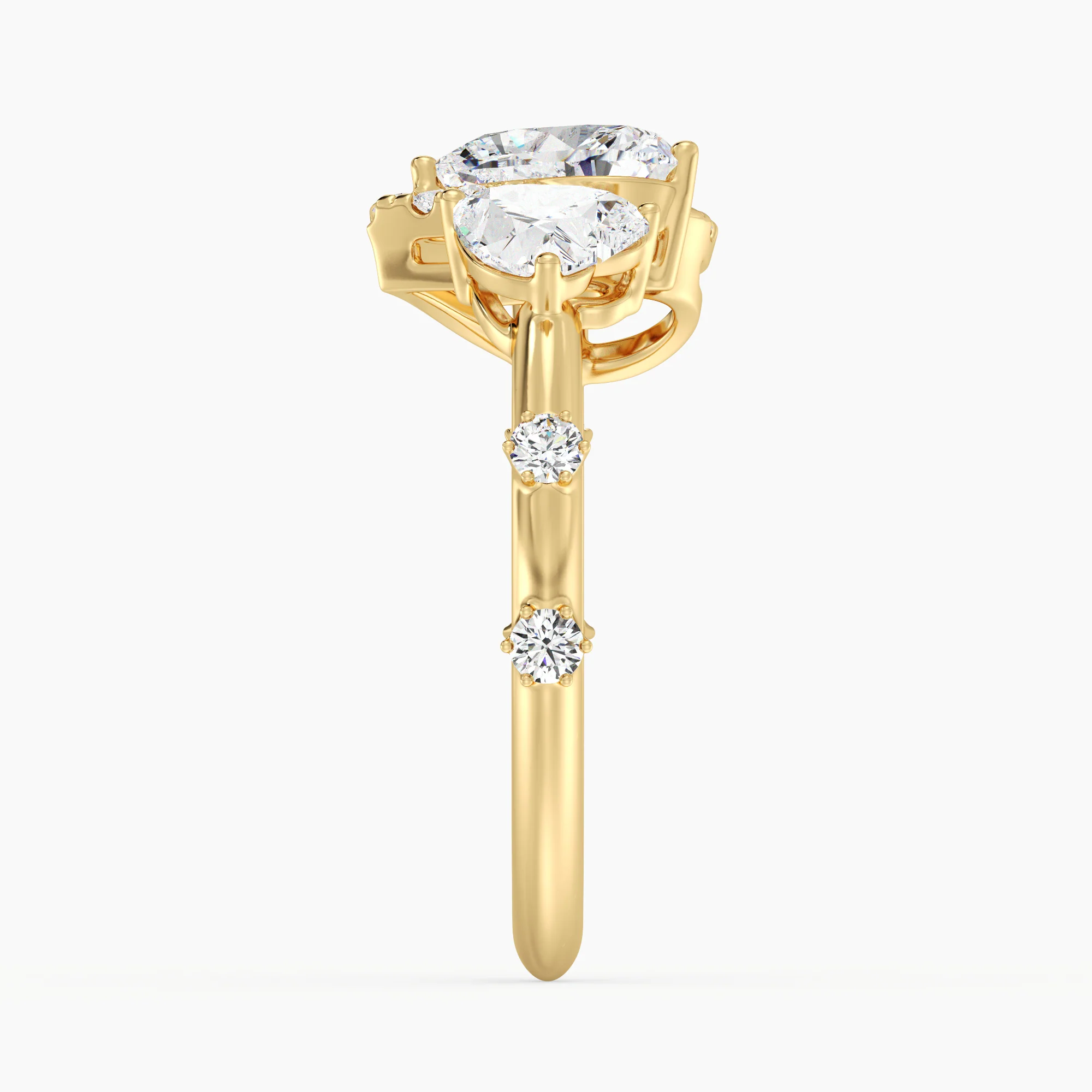 Heart Cut Lab Grown Diamond Double Heart Open Cuff Engagement Ring in 18K Gold - Image 4