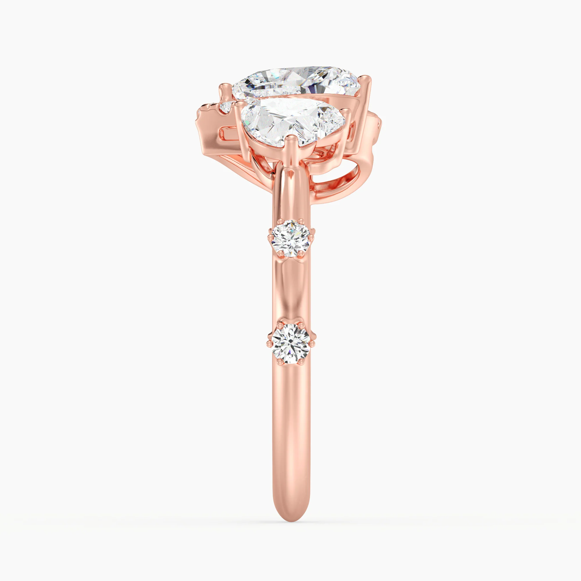 Heart Cut Lab Grown Diamond Double Heart Open Cuff Engagement Ring in 18K Gold - Image 9
