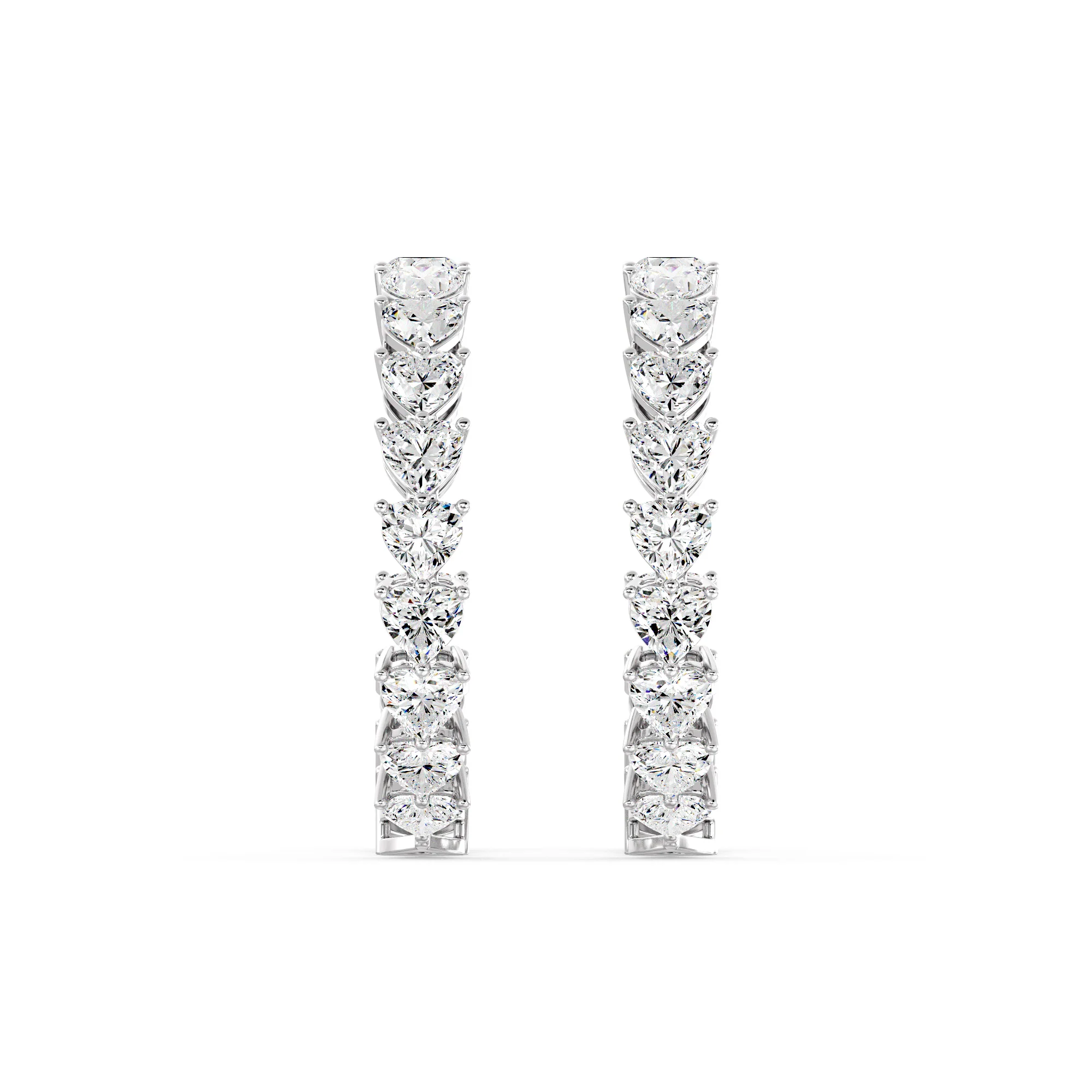 Heart Cut Lab Grown Diamond Inside-Outside Hoop Earrings in 18K Gold - Image 10