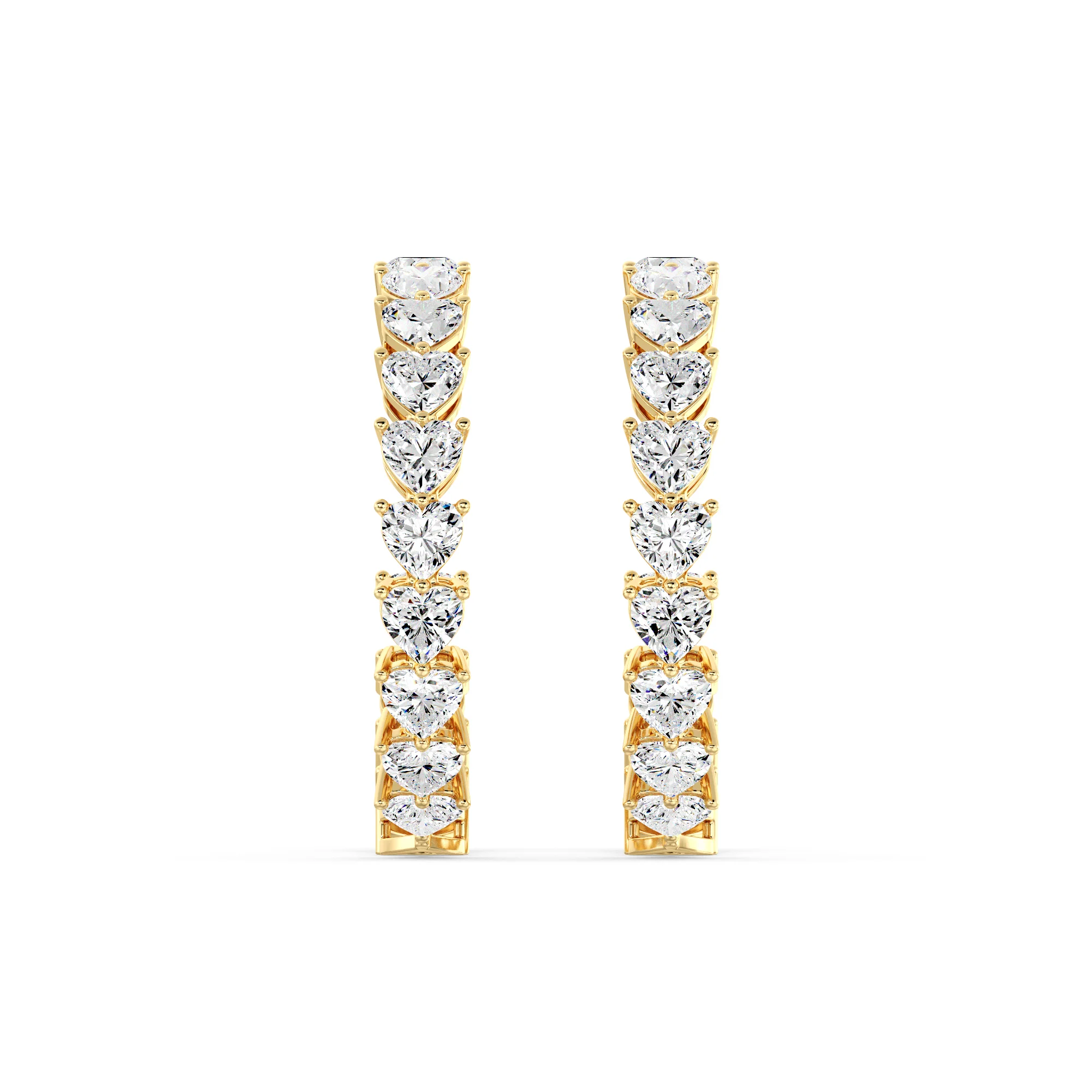 Heart Cut Lab Grown Diamond Inside-Outside Hoop Earrings in 18K Gold - Image 4