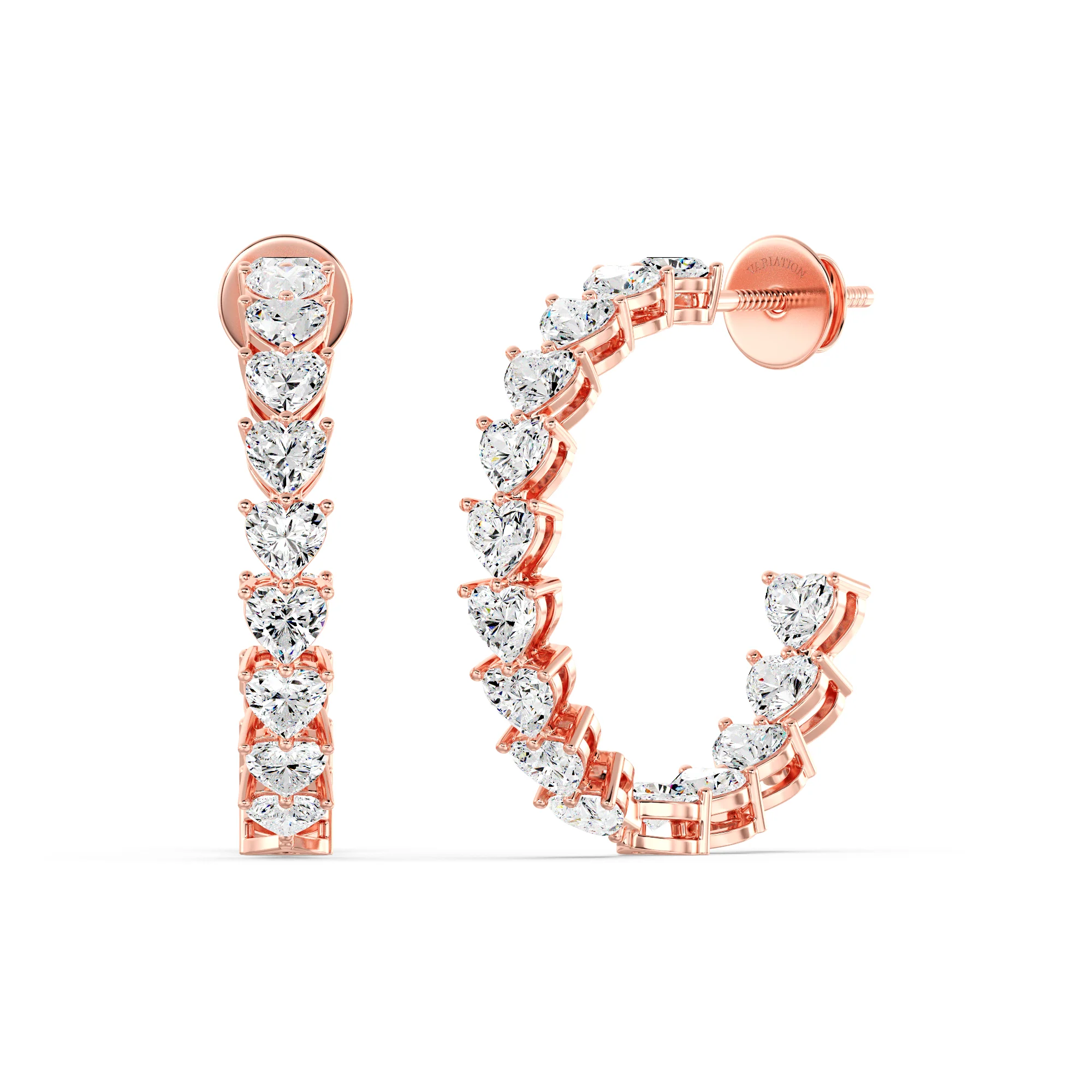Heart Cut Lab Grown Diamond Inside-Outside Hoop Earrings in 18K Gold - Image 5