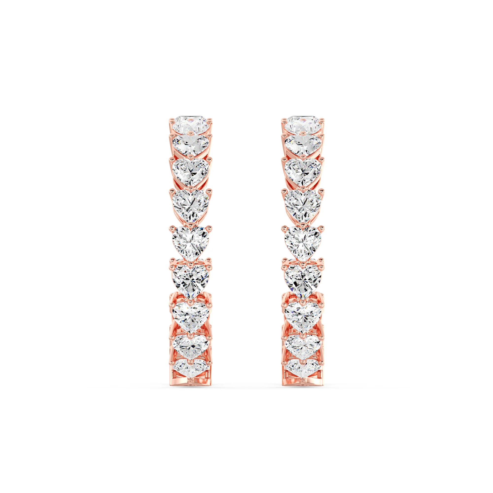 Heart Cut Lab Grown Diamond Inside-Outside Hoop Earrings in 18K Gold - Image 7