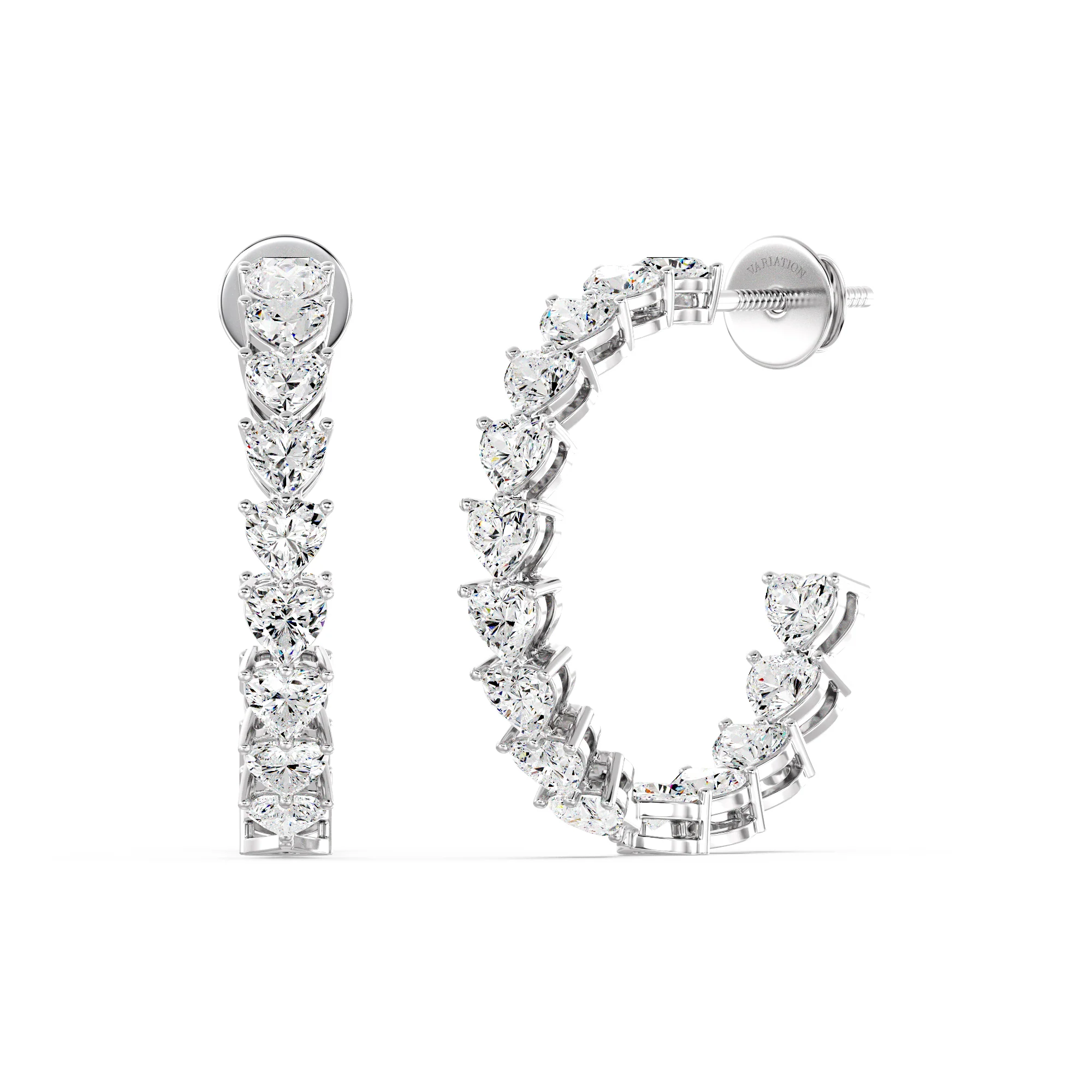 Heart Cut Lab Grown Diamond Inside-Outside Hoop Earrings in 18K Gold - Image 8