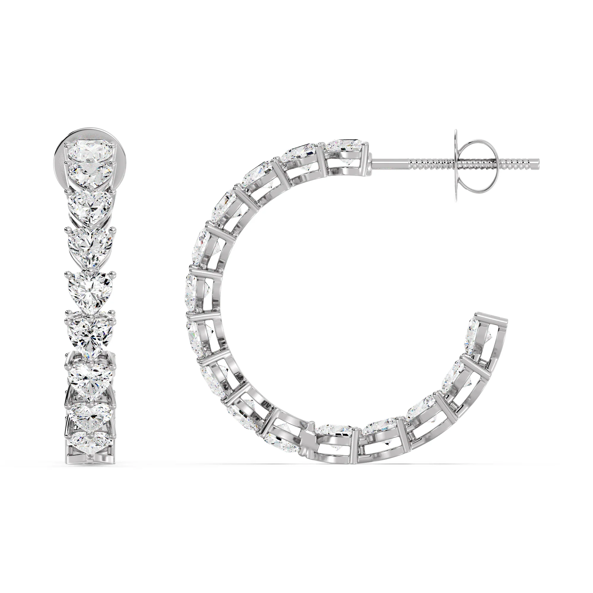 Heart Cut Lab Grown Diamond Inside-Outside Hoop Earrings in 18K Gold - Image 9
