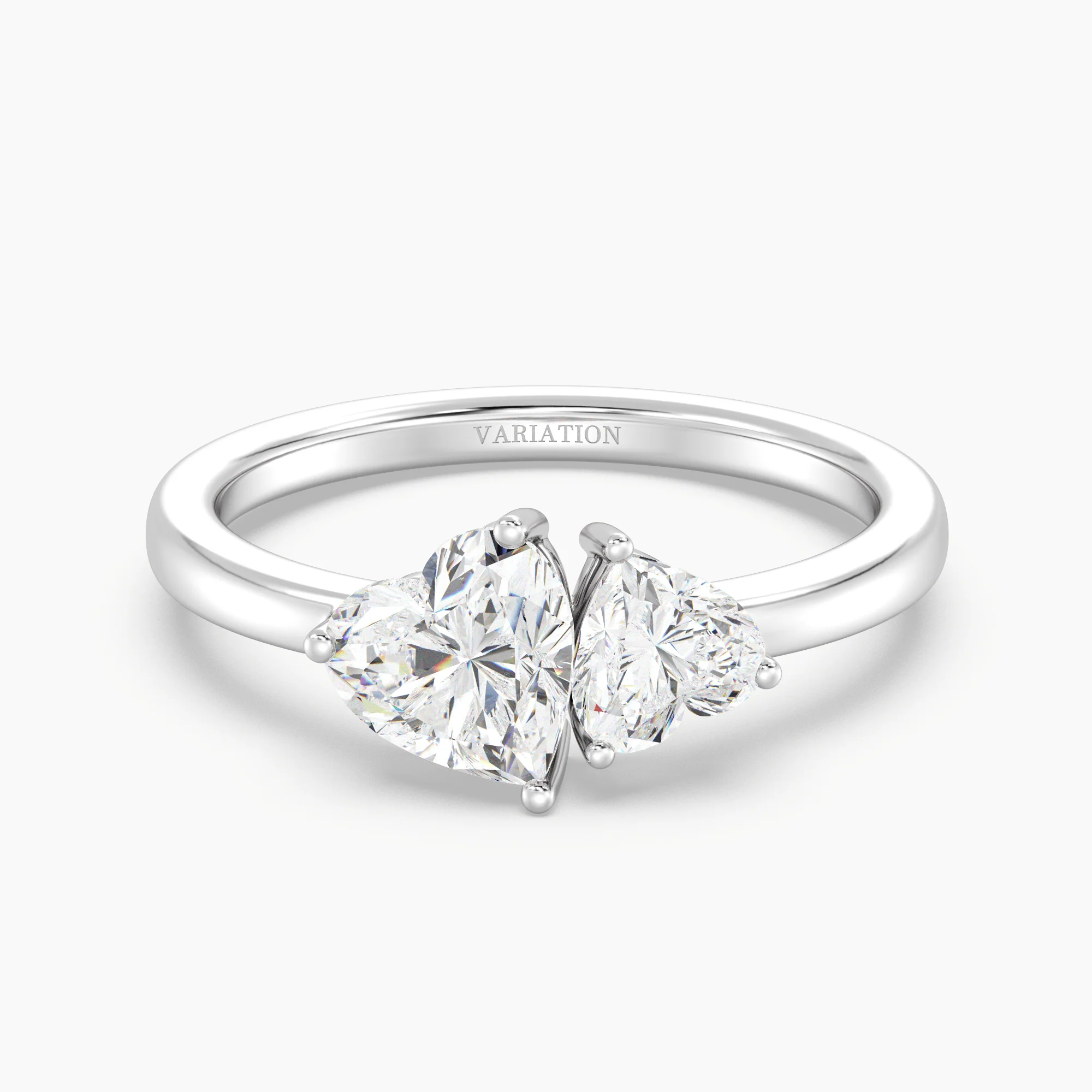 Heart Cut Lab Grown Diamond Toi et Moi Ring in 18K Gold - Image 11
