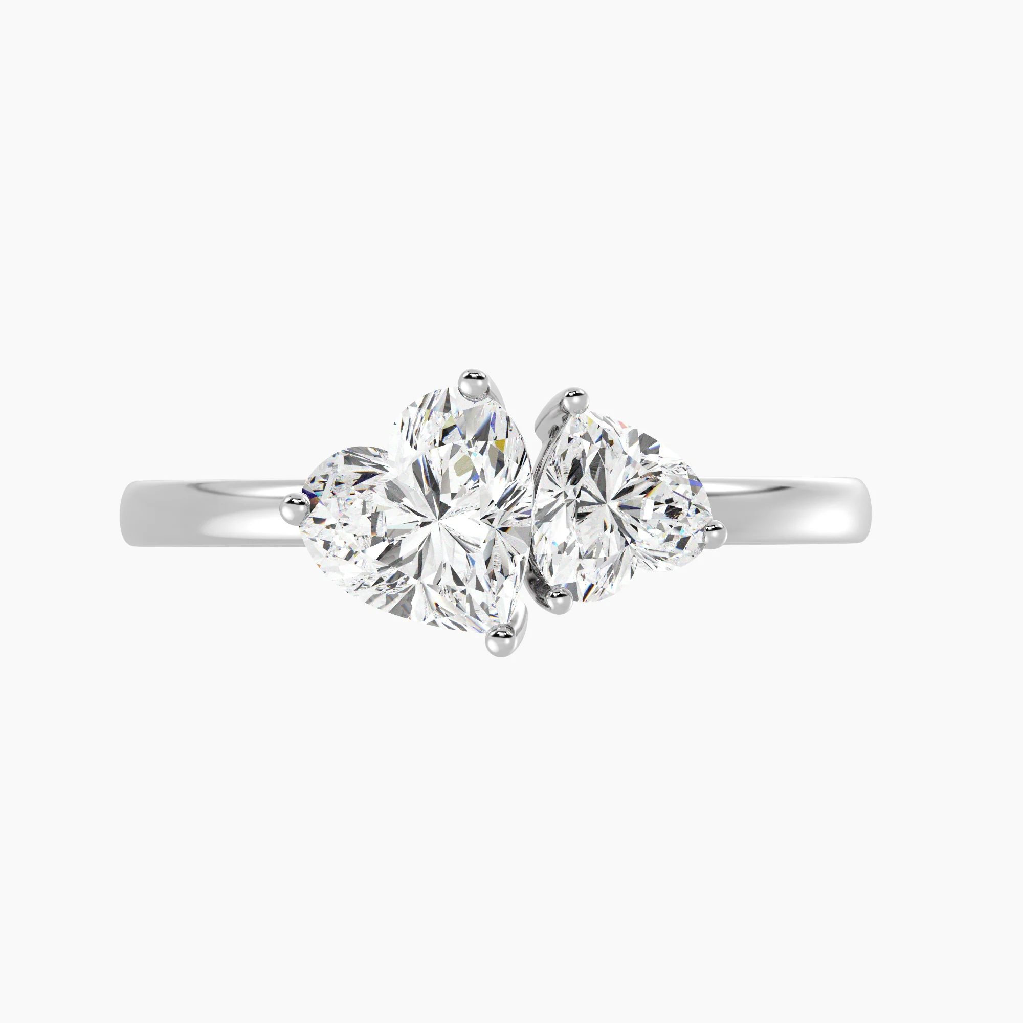 Heart Cut Lab Grown Diamond Toi et Moi Ring in 18K Gold - Image 13
