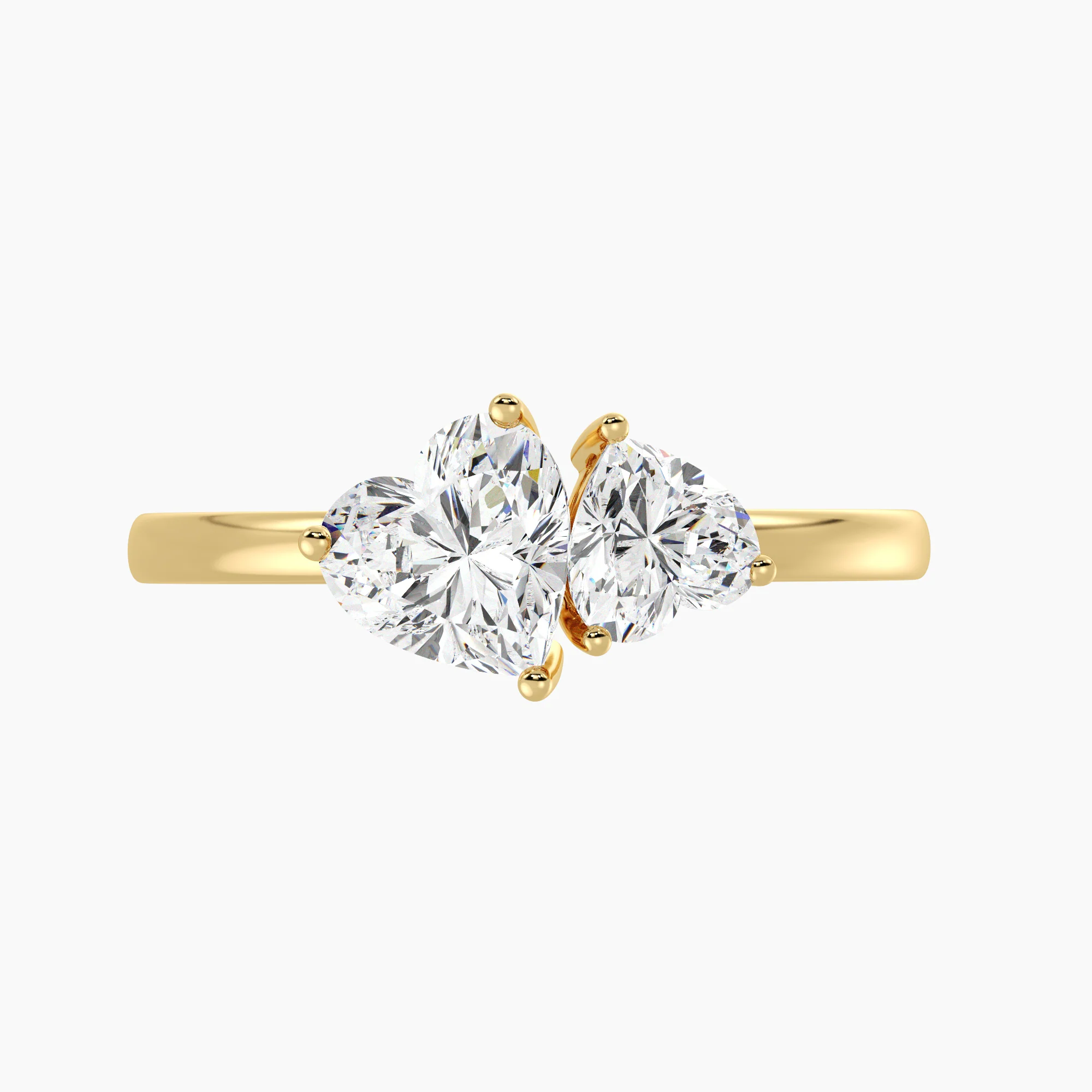 Heart Cut Lab Grown Diamond Toi et Moi Ring in 18K Gold - Image 3