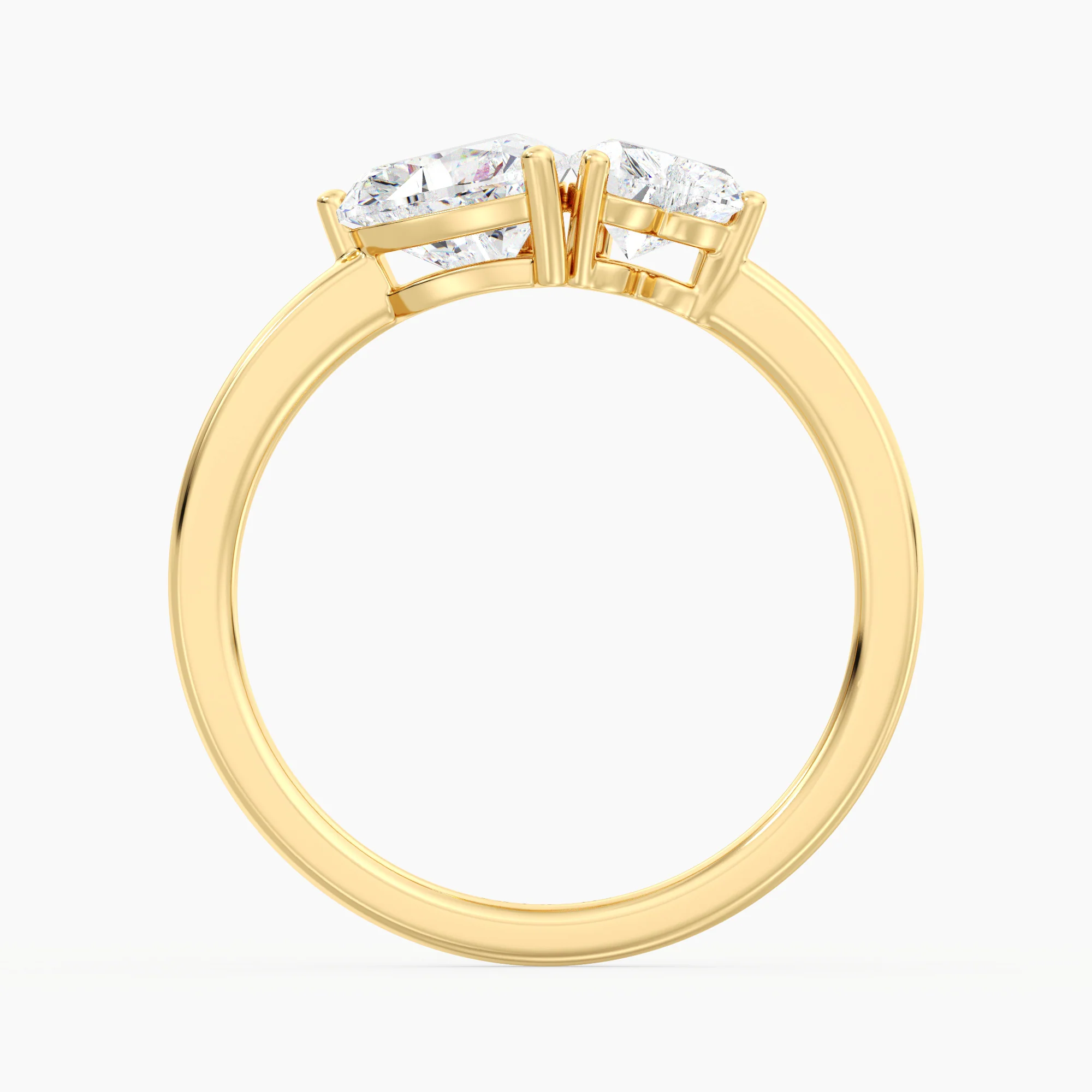 Heart Cut Lab Grown Diamond Toi et Moi Ring in 18K Gold - Image 4