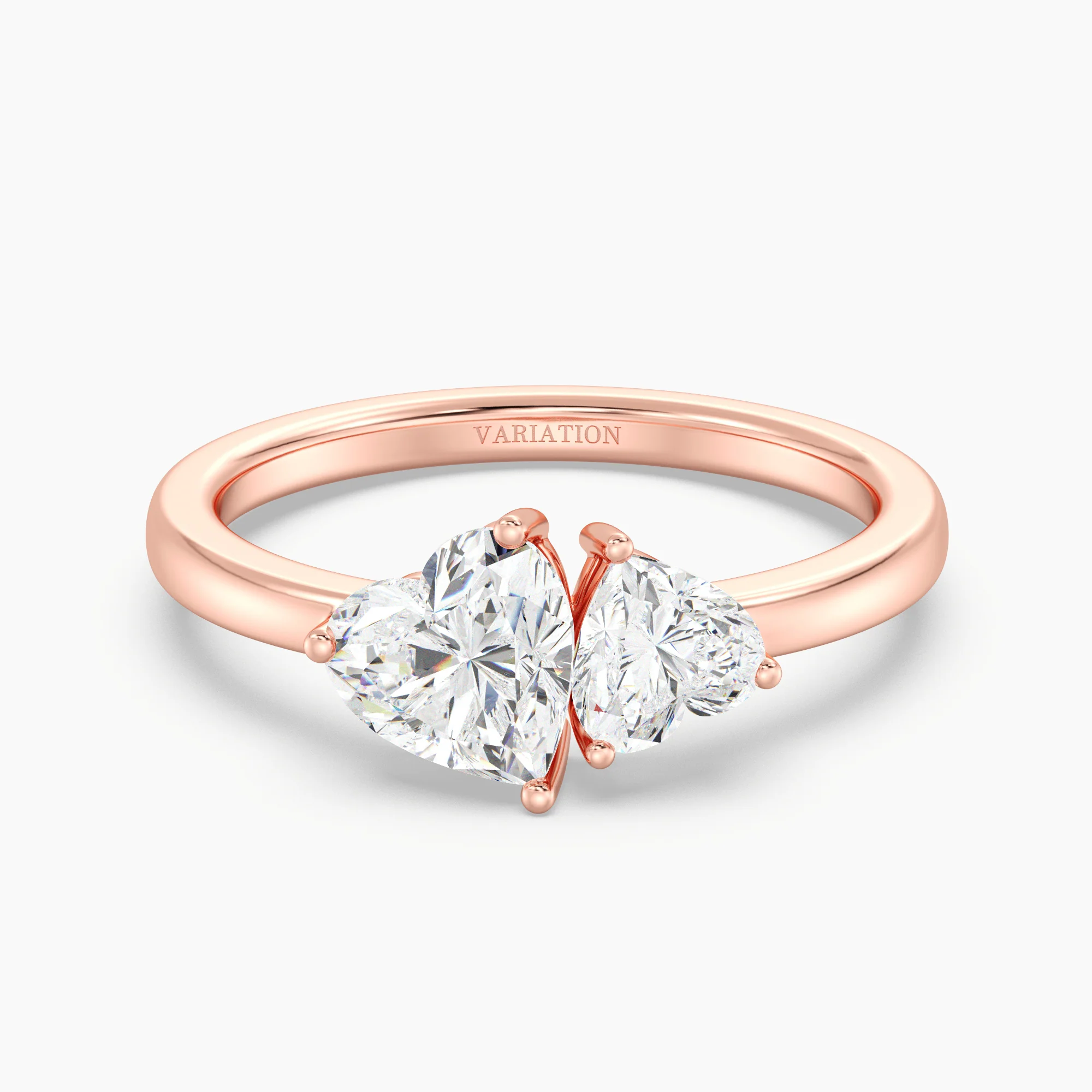 Heart Cut Lab Grown Diamond Toi et Moi Ring in 18K Gold - Image 6