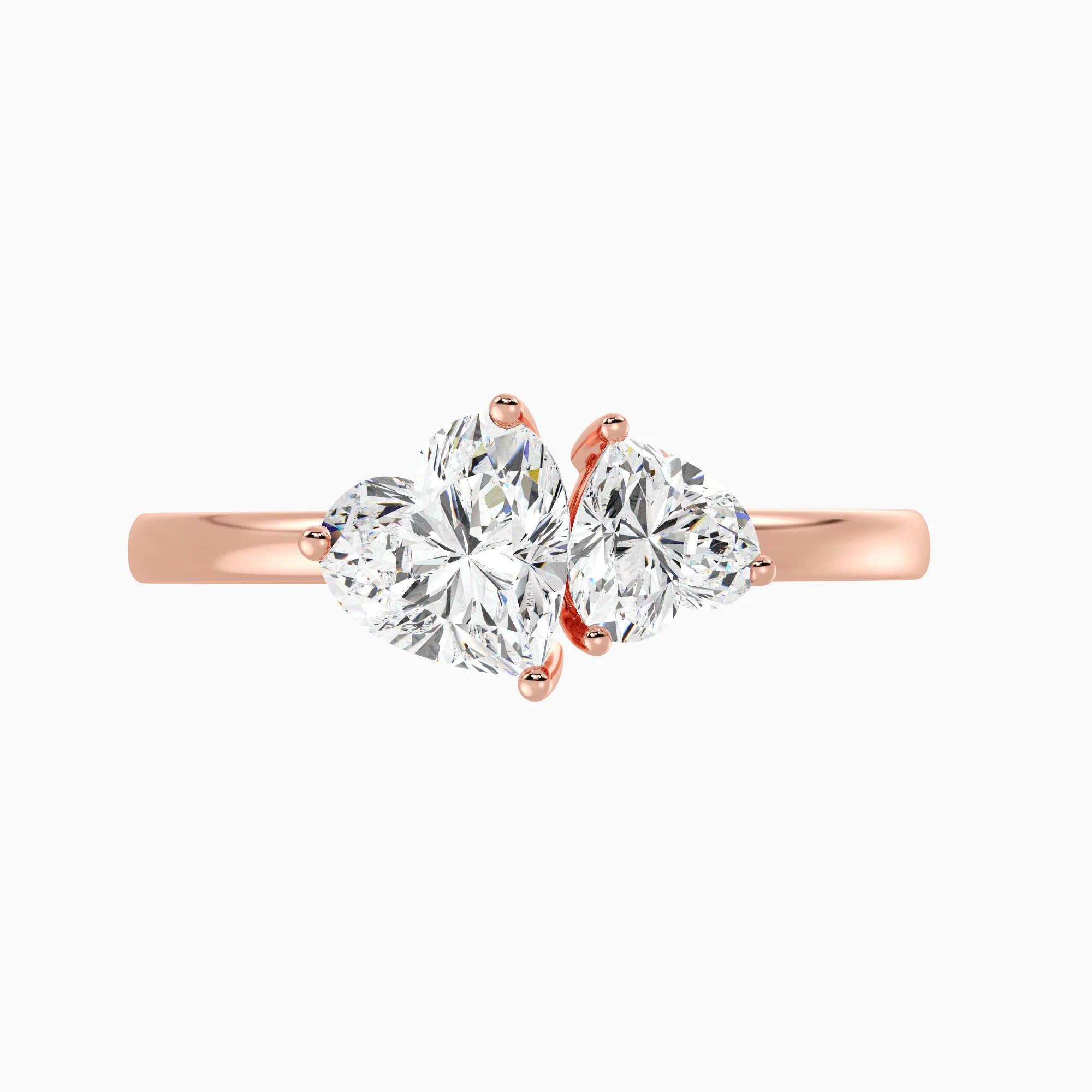 Heart Cut Lab Grown Diamond Toi et Moi Ring in 18K Gold - Image 8