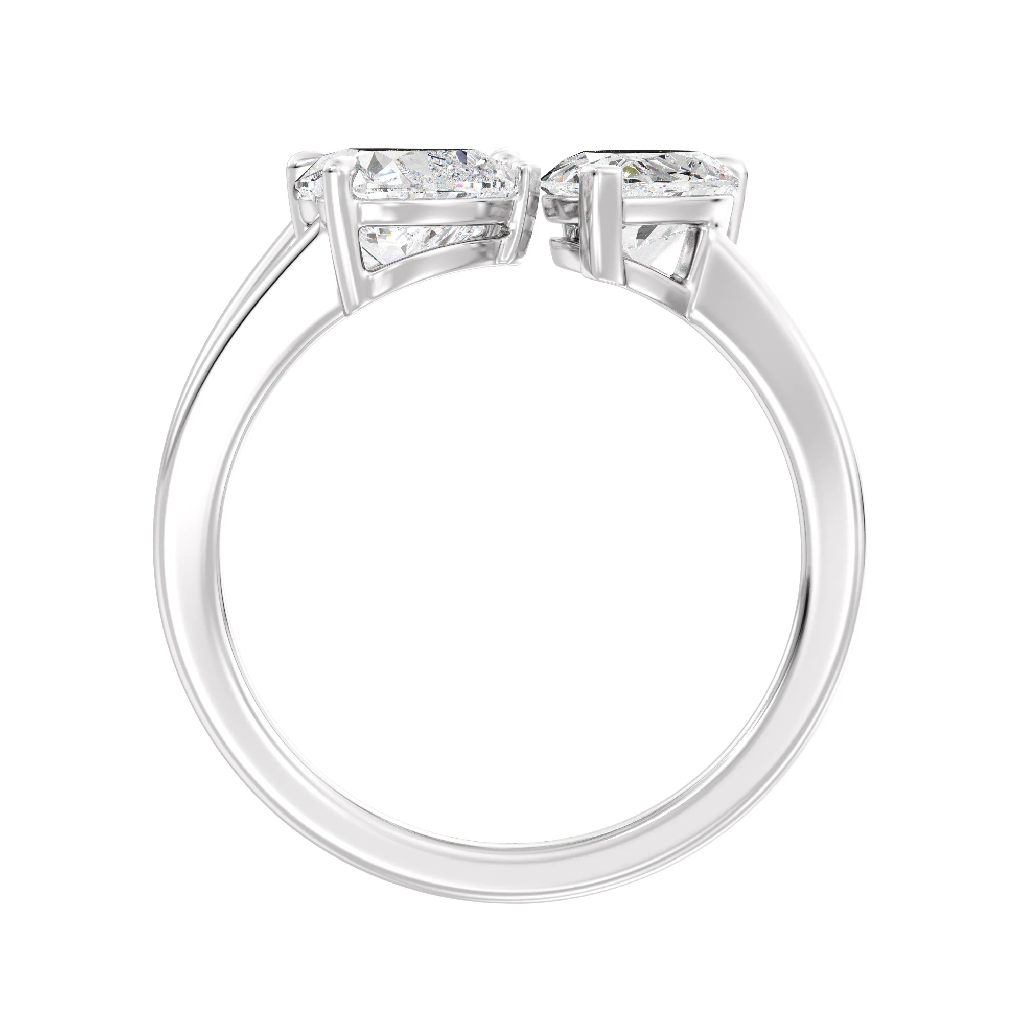 Heart, Pear and Emerald Cut Lab Grown Diamond Three-Stone Ring in 18K Gold - Image 14
