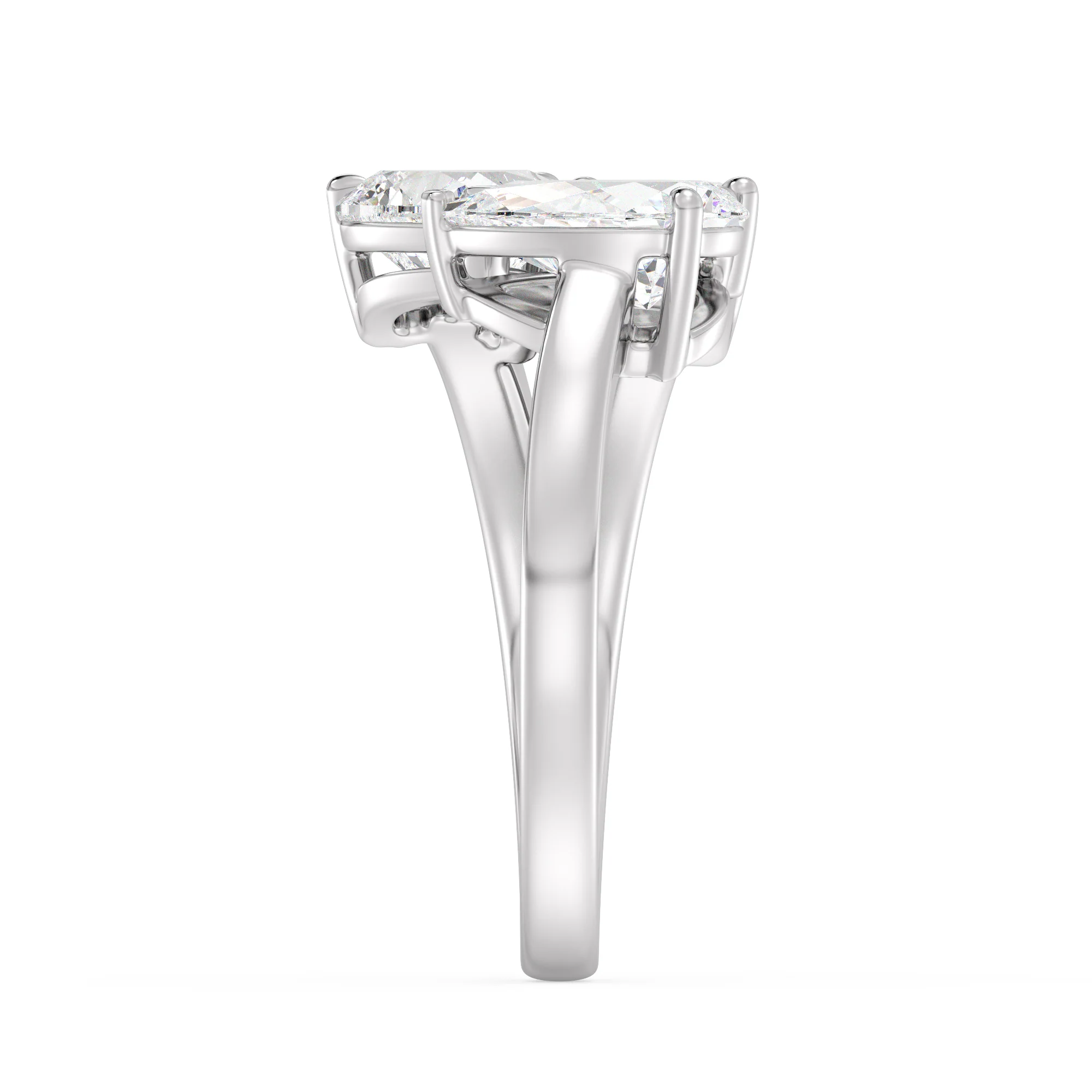 Heart, Pear and Emerald Cut Lab Grown Diamond Three-Stone Ring in 18K Gold - Image 15