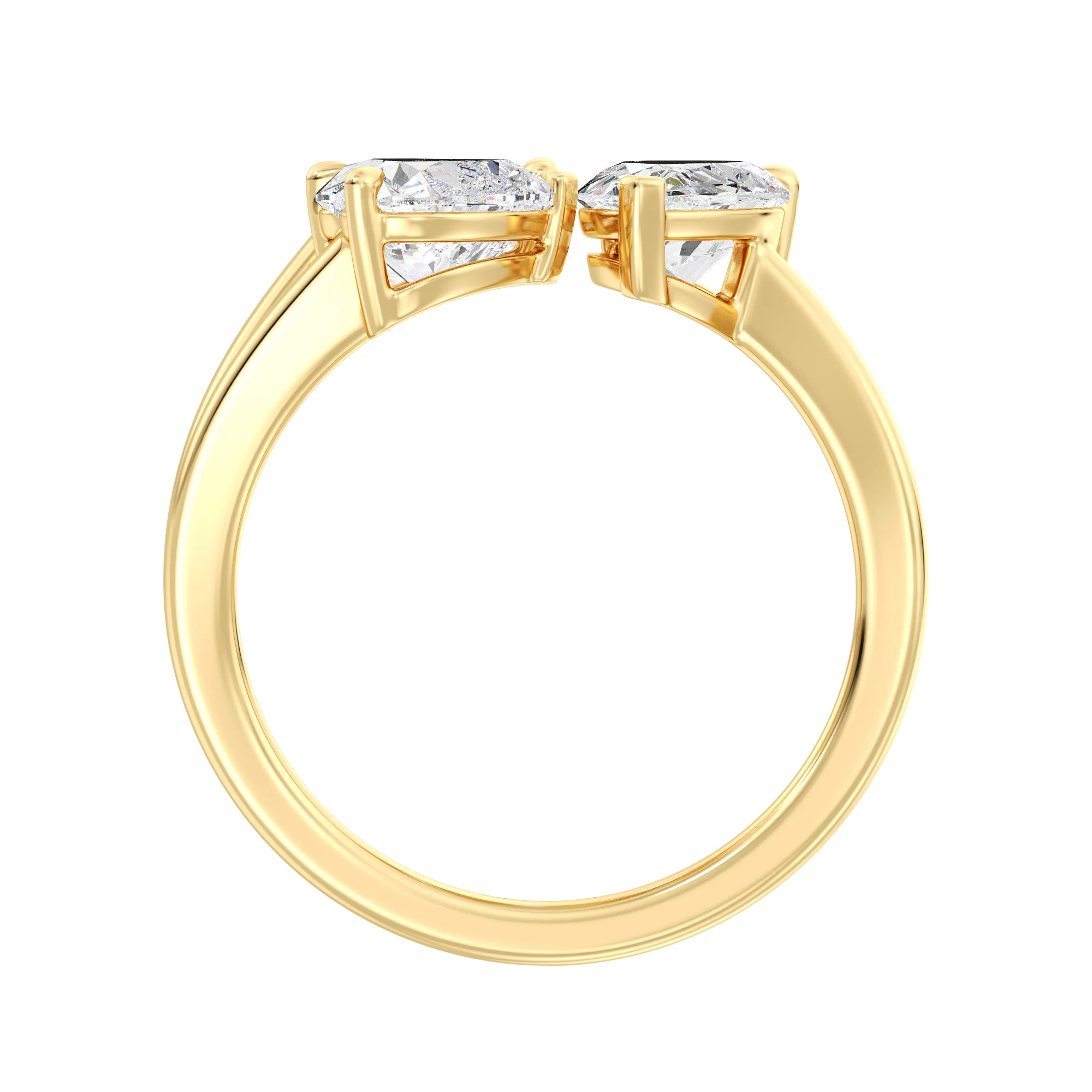 Heart, Pear and Emerald Cut Lab Grown Diamond Three-Stone Ring in 18K Gold - Image 4
