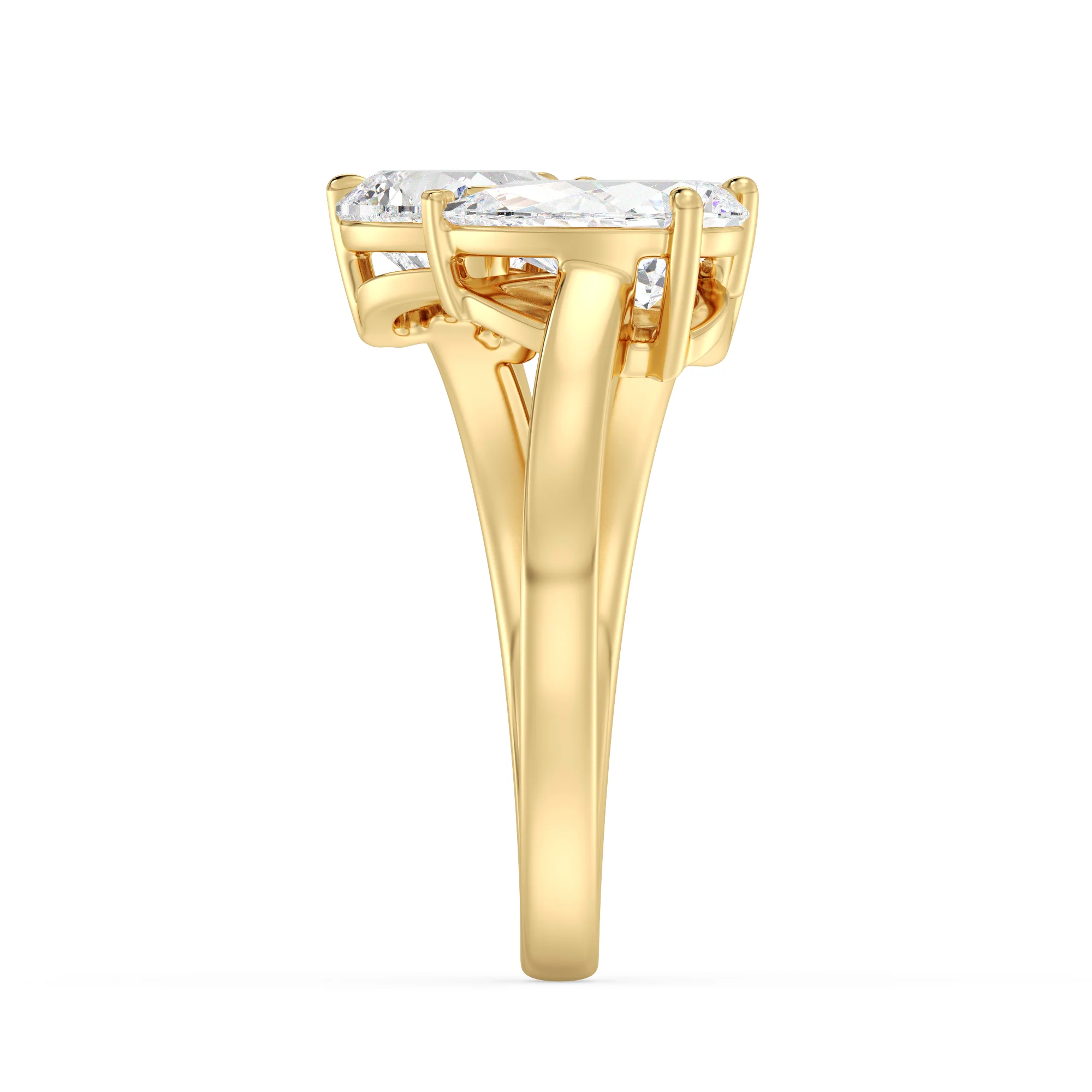 Heart, Pear and Emerald Cut Lab Grown Diamond Three-Stone Ring in 18K Gold - Image 5