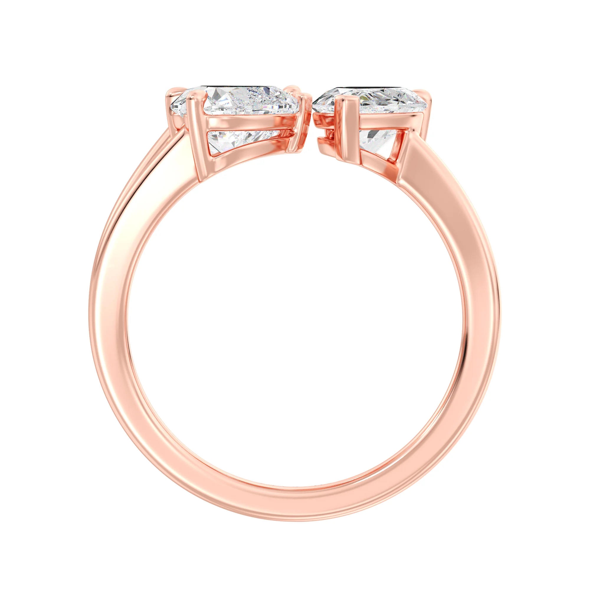 Heart, Pear and Emerald Cut Lab Grown Diamond Three-Stone Ring in 18K Gold - Image 9