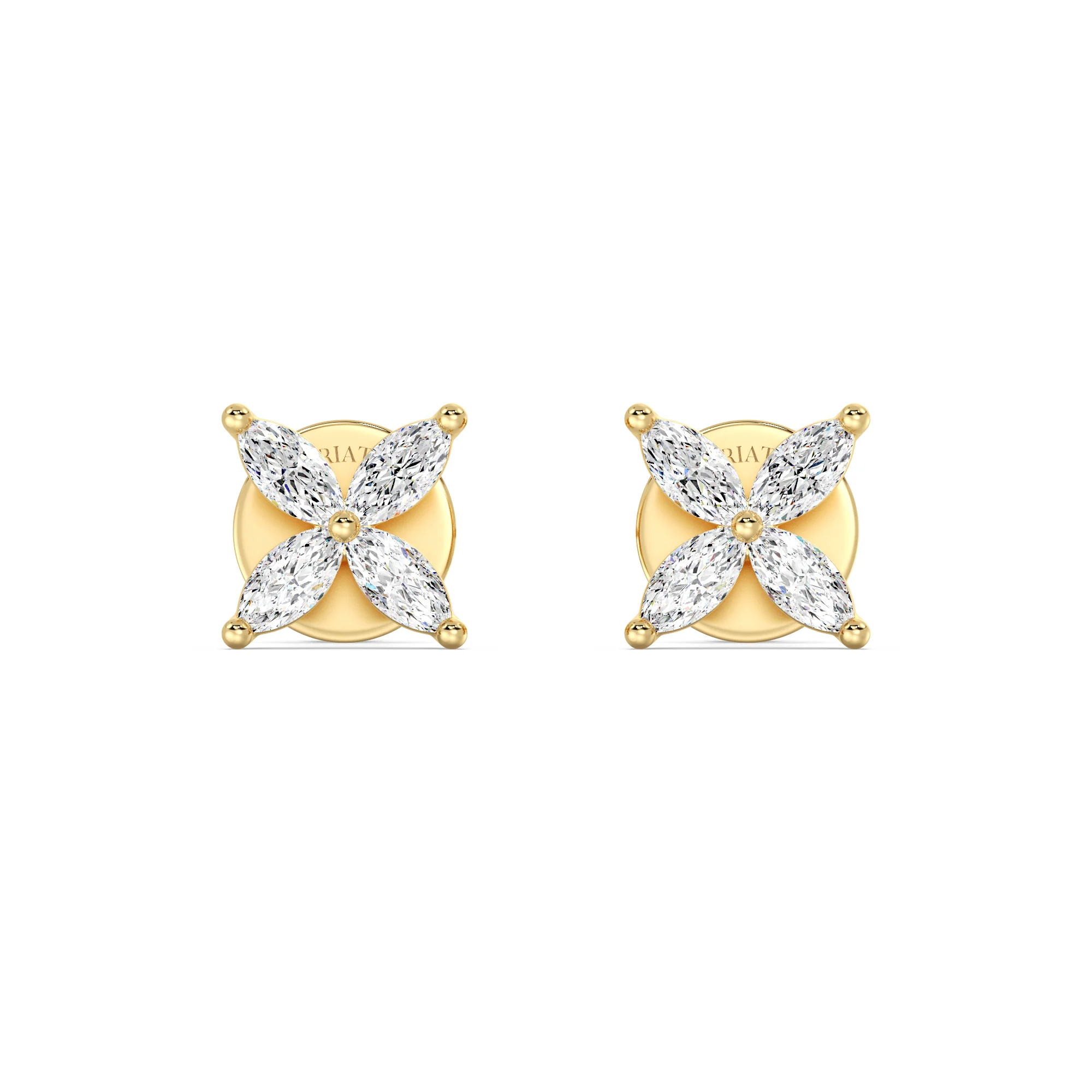 Marquise Cut Lab Grown Diamond Four Stone Cluster Stud Earrings in 18K Gold - Image 3