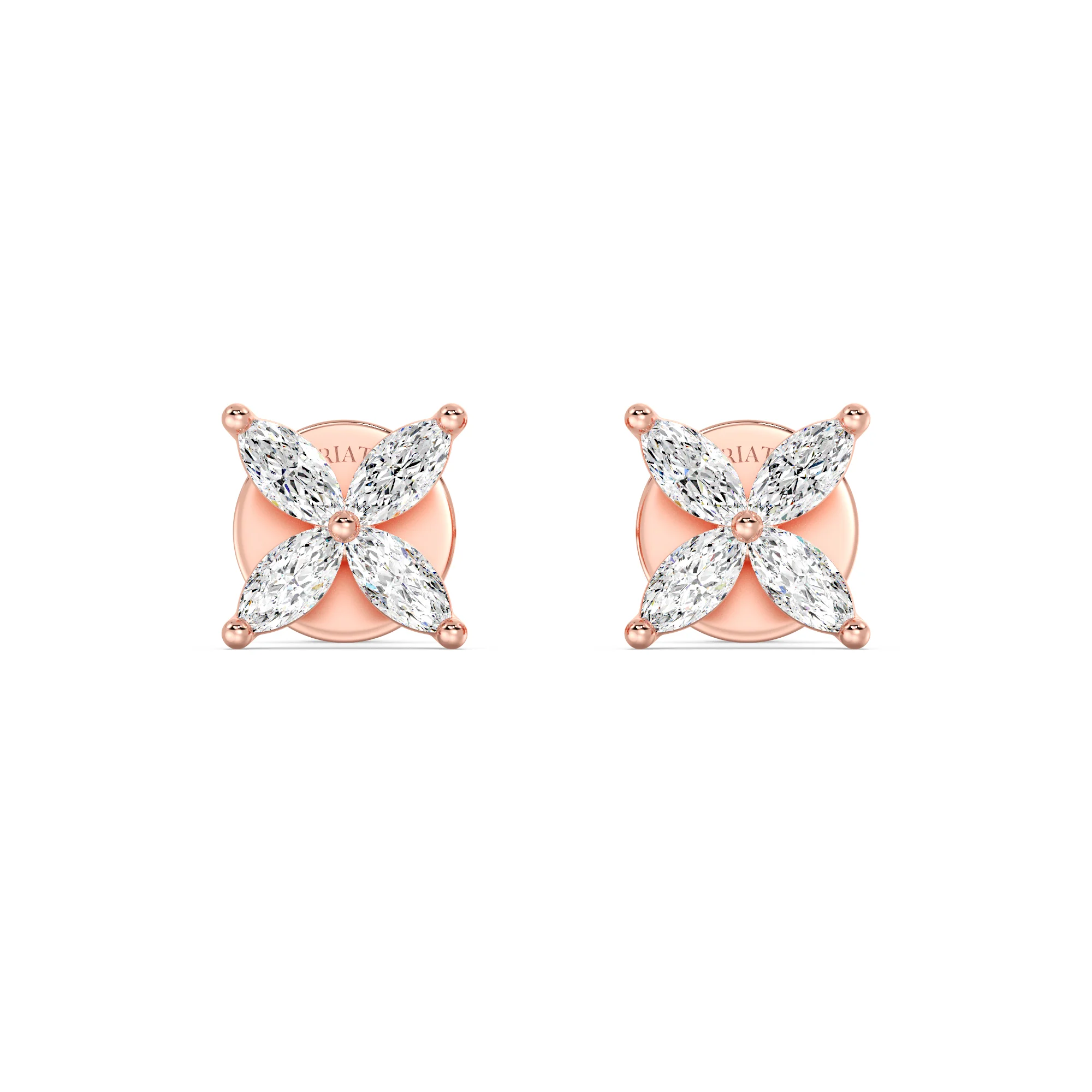 Marquise Cut Lab Grown Diamond Four Stone Cluster Stud Earrings in 18K Gold - Image 6