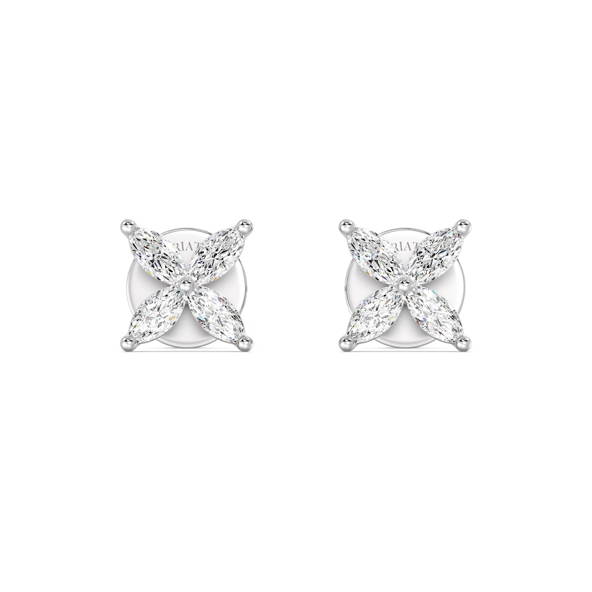 Marquise Cut Lab Grown Diamond Four Stone Cluster Stud Earrings in 18K Gold - Image 8