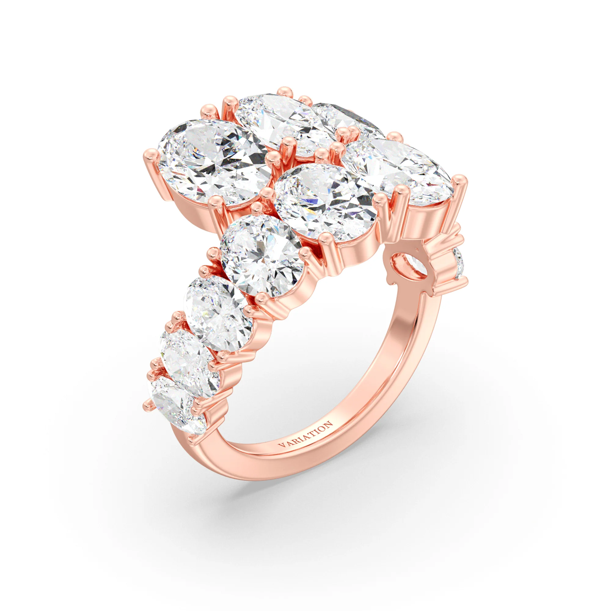 Oval Cut Lab Grown Diamond Bypass Ring in 18K Gold - Image 10