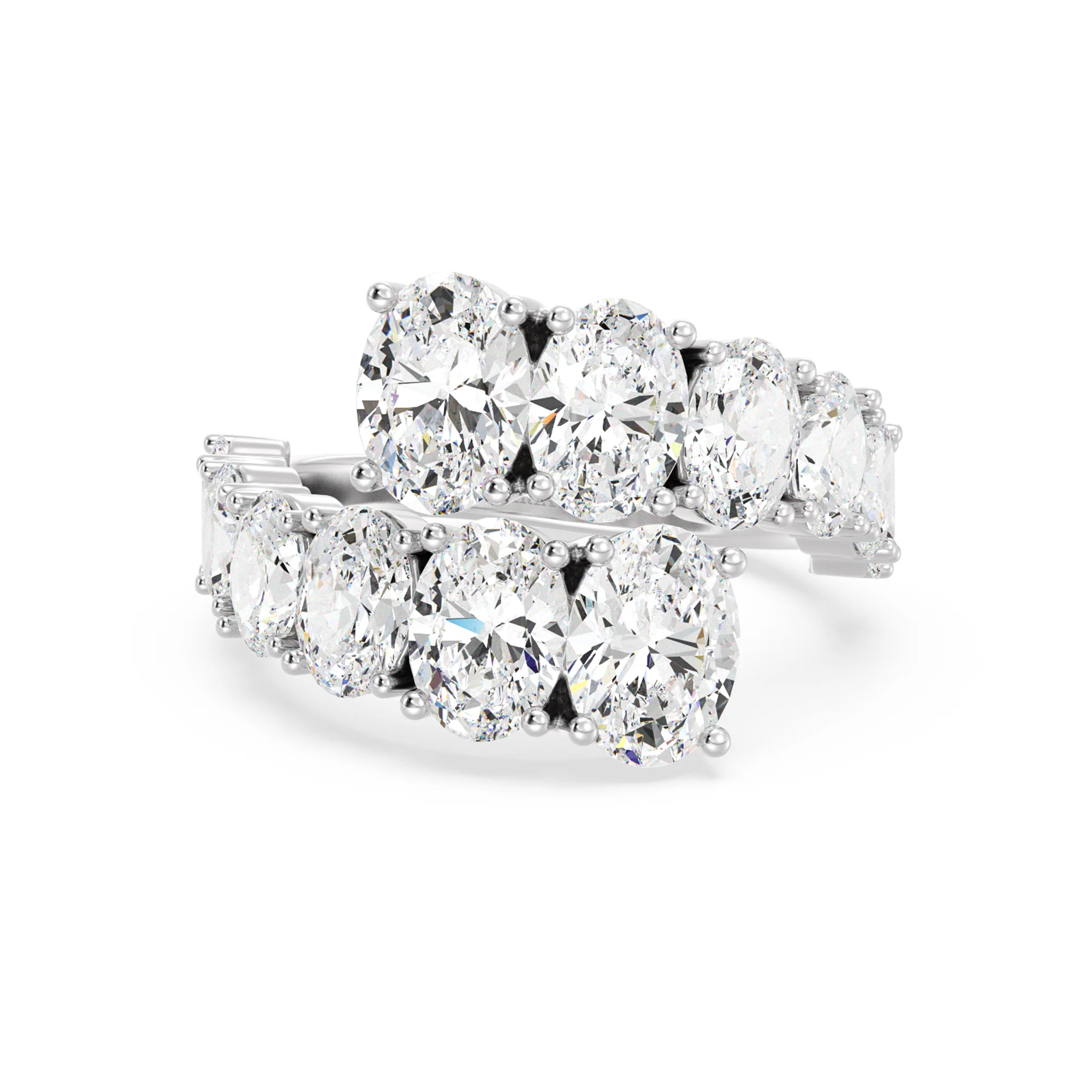Oval Cut Lab Grown Diamond Bypass Ring in 18K Gold - Image 11