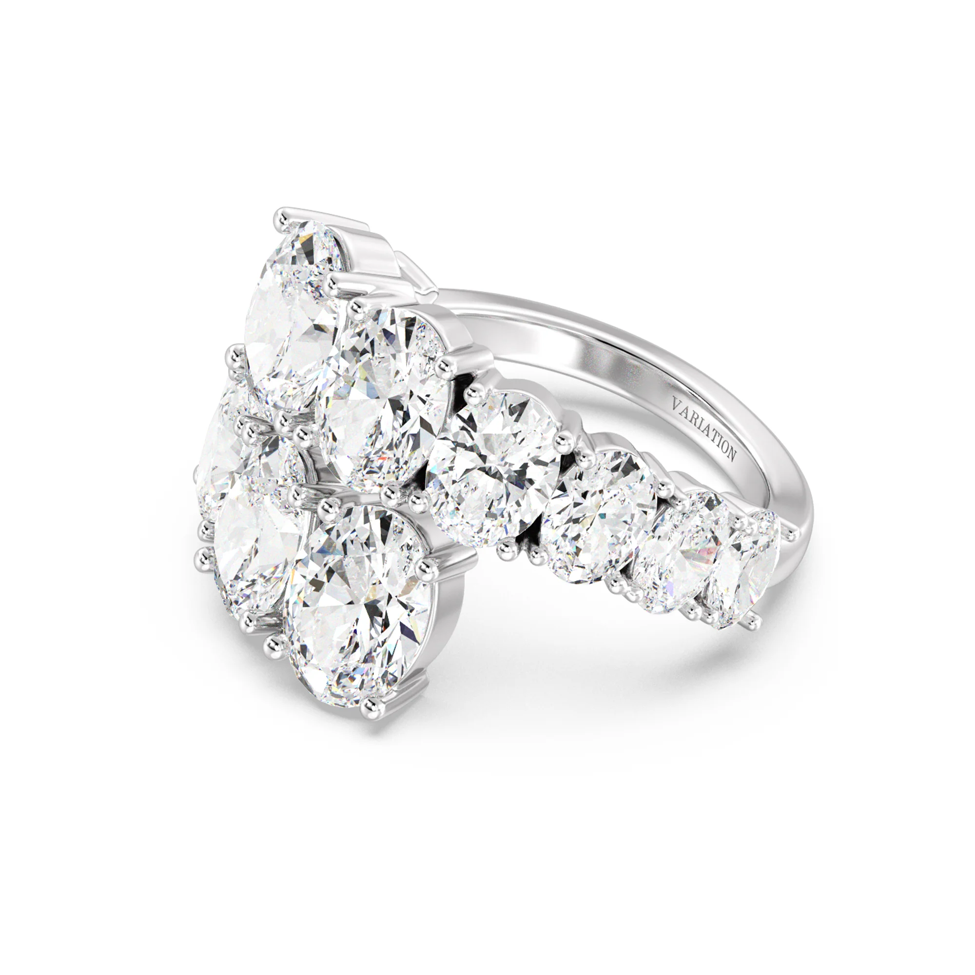 Oval Cut Lab Grown Diamond Bypass Ring in 18K Gold - Image 12