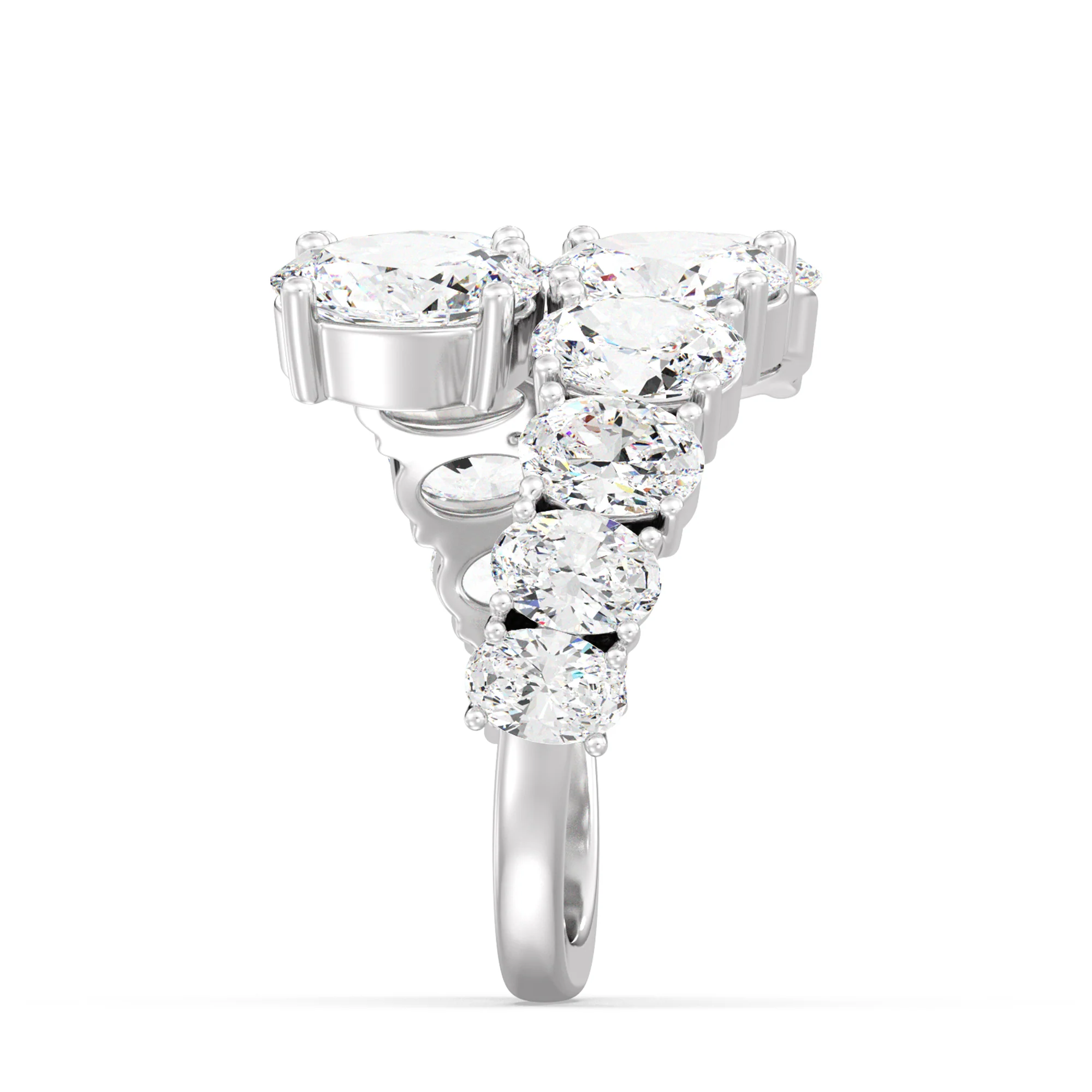Oval Cut Lab Grown Diamond Bypass Ring in 18K Gold - Image 14
