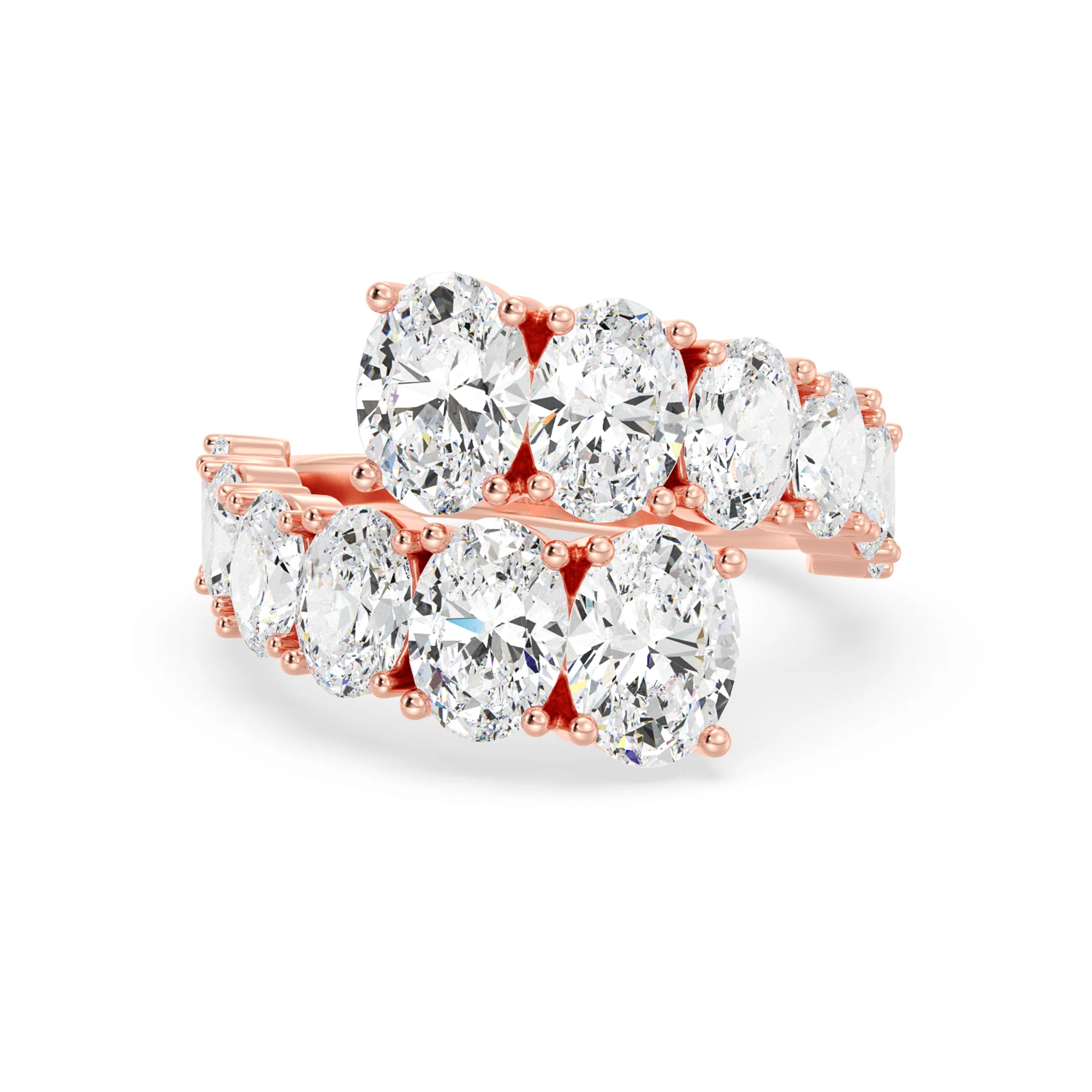 Oval Cut Lab Grown Diamond Bypass Ring in 18K Gold - Image 6