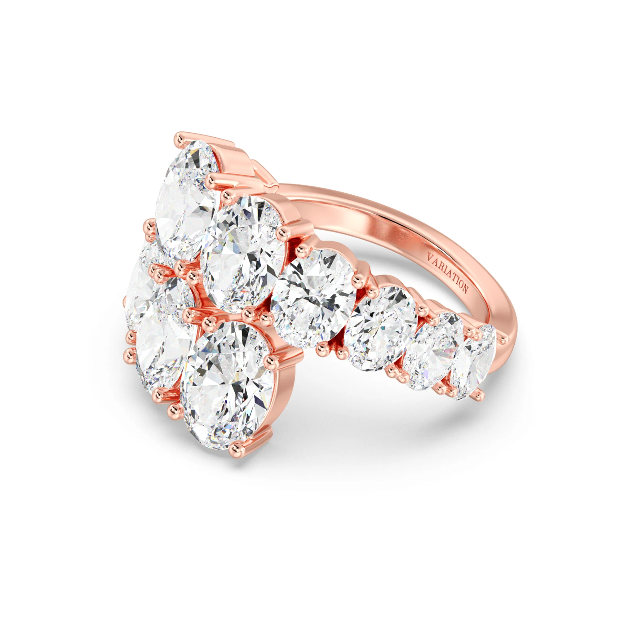 Oval Cut Lab Grown Diamond Bypass Ring in 18K Gold - Image 7