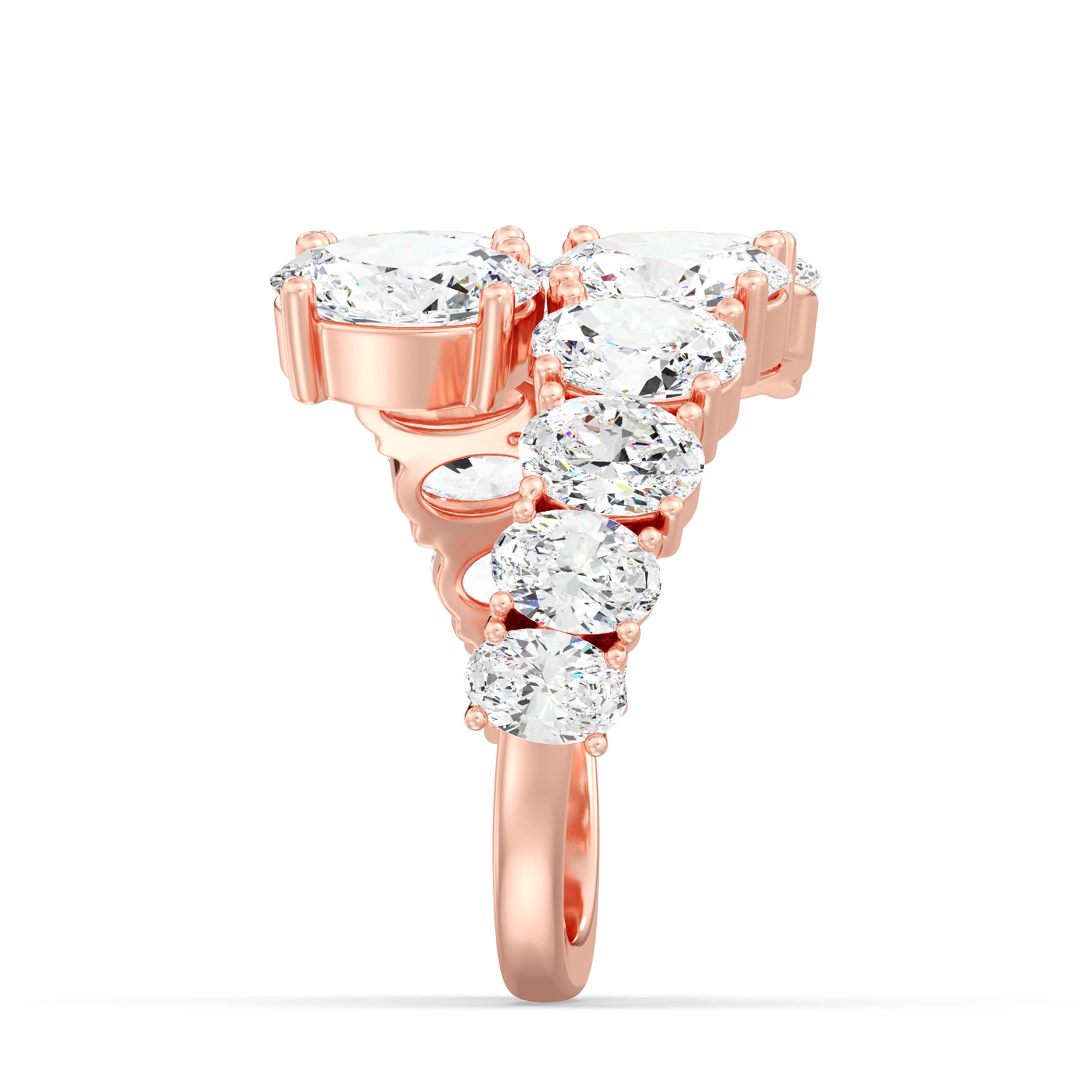 Oval Cut Lab Grown Diamond Bypass Ring in 18K Gold - Image 9