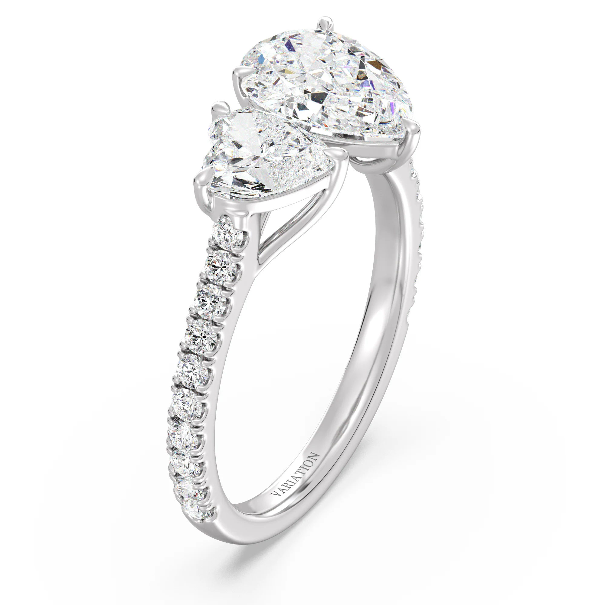 Pear and Heart Cut Lab Grown Diamond Toi et Moi Ring with Halo Accents in 18K Gold - Image 13