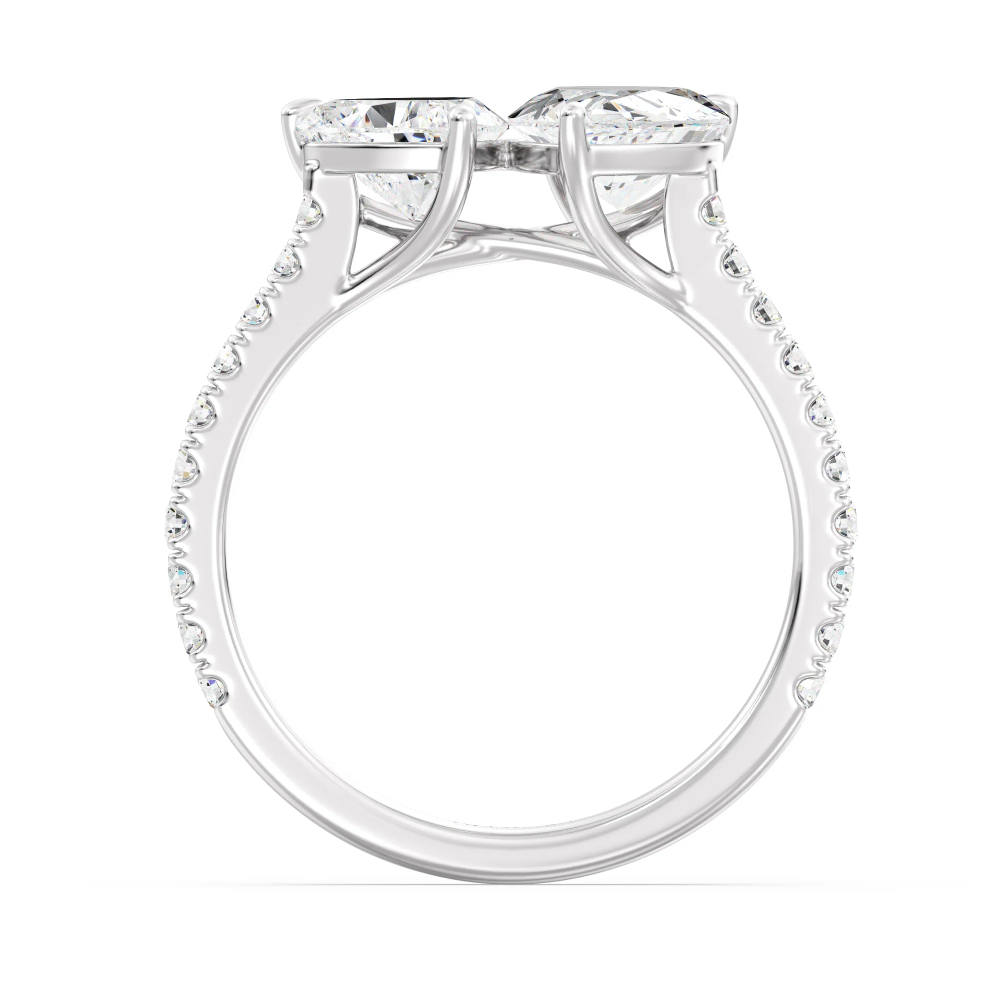 Pear and Heart Cut Lab Grown Diamond Toi et Moi Ring with Halo Accents in 18K Gold - Image 14