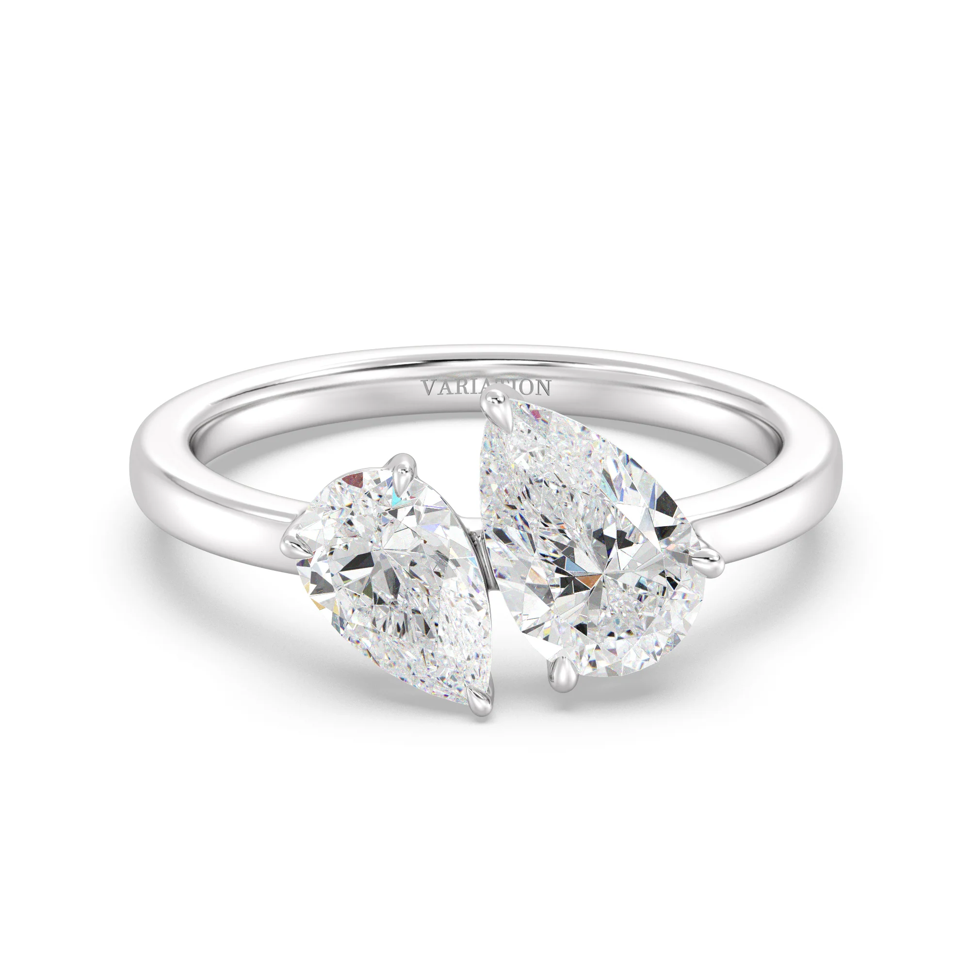 Pear Cut Lab Grown Diamond Toi et Moi Ring in 18K Gold - Image 11