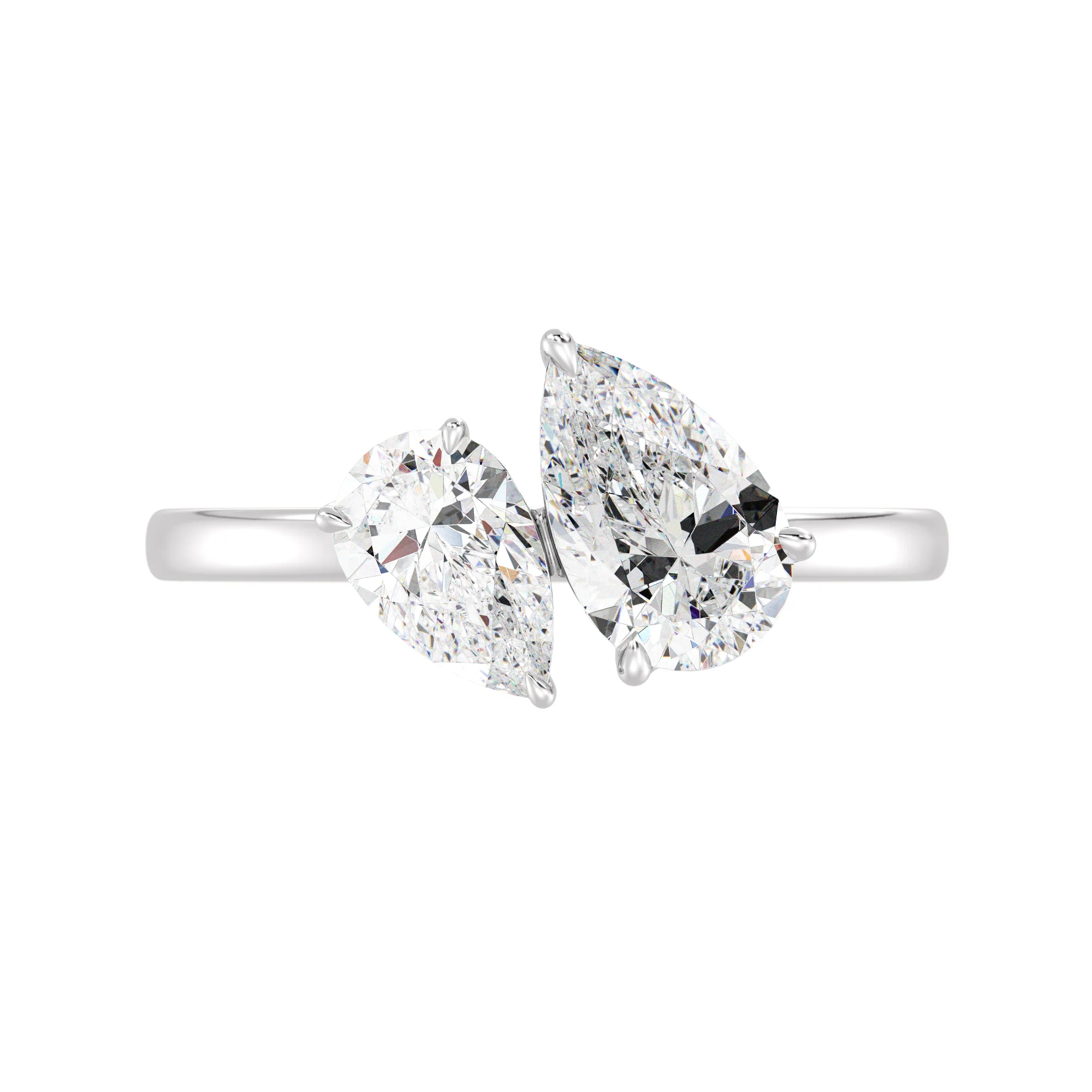 Pear Cut Lab Grown Diamond Toi et Moi Ring in 18K Gold - Image 13