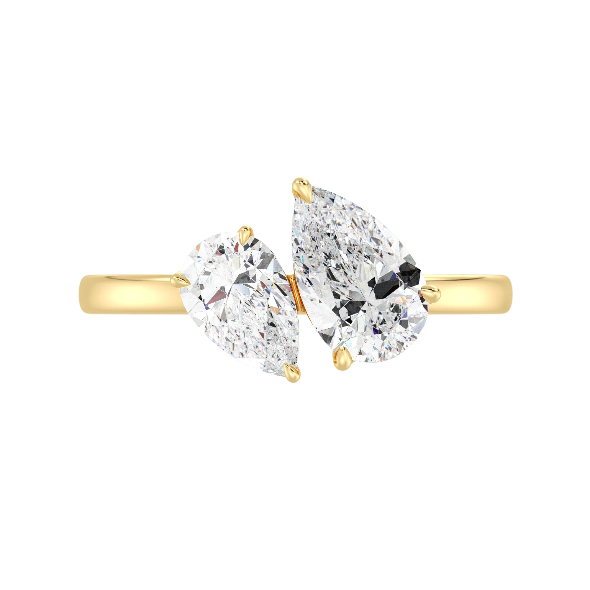 Pear Cut Lab Grown Diamond Toi et Moi Ring in 18K Gold - Image 3