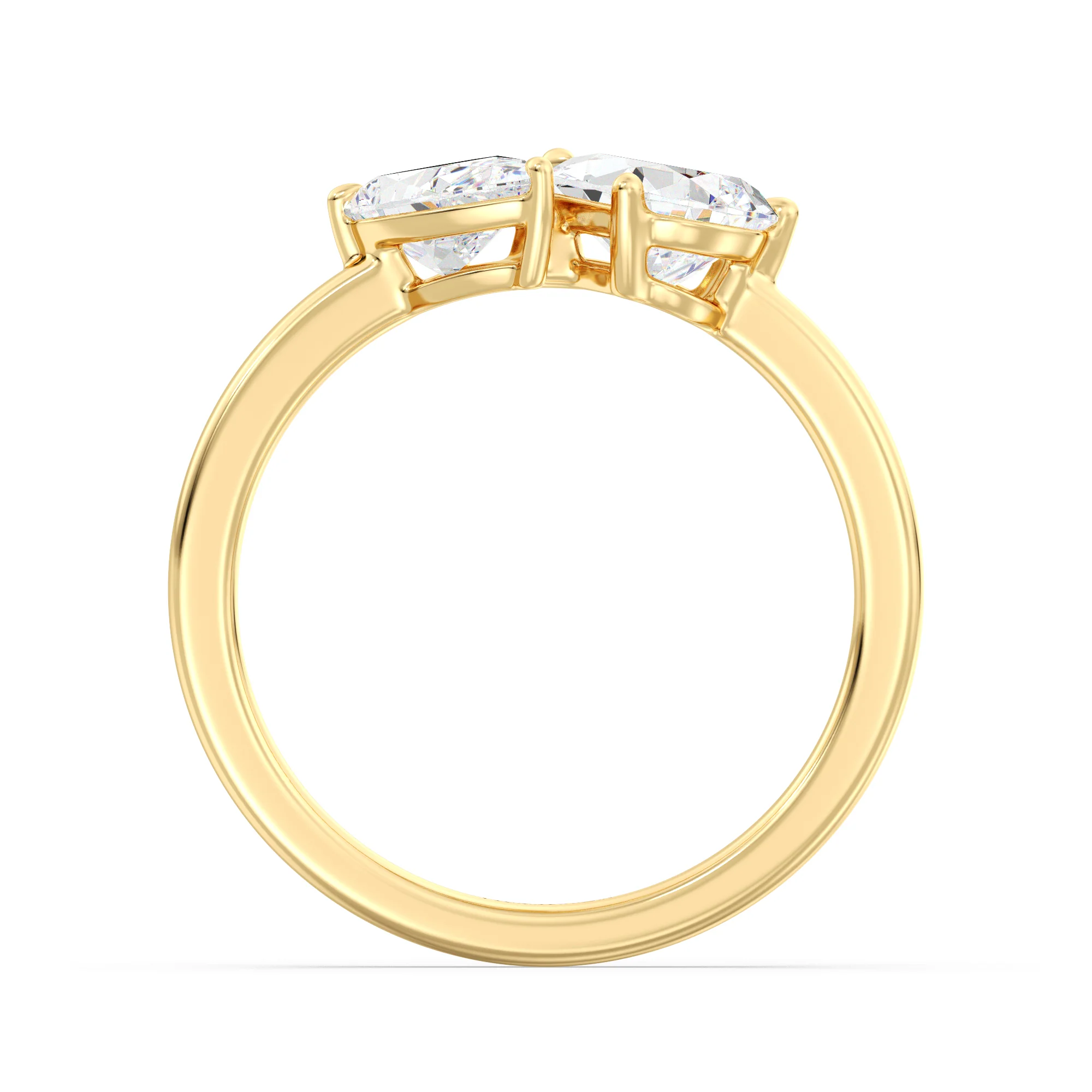 Pear Cut Lab Grown Diamond Toi et Moi Ring in 18K Gold - Image 4