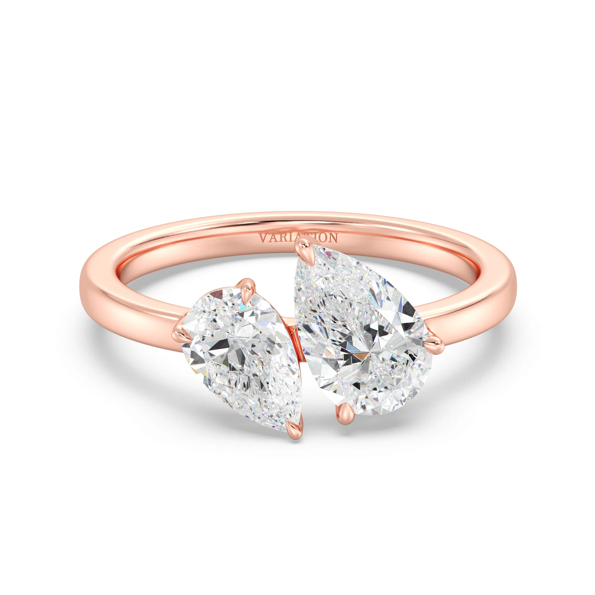Pear Cut Lab Grown Diamond Toi et Moi Ring in 18K Gold - Image 6