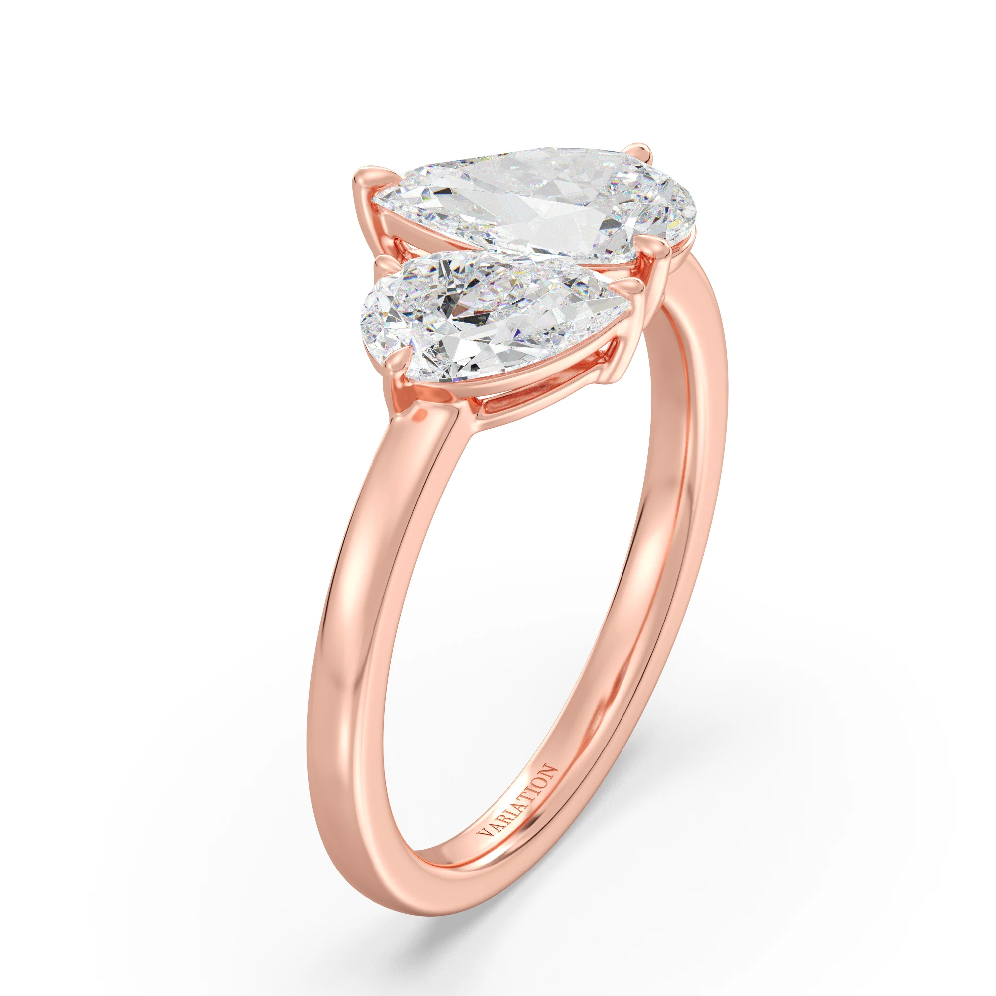 Pear Cut Lab Grown Diamond Toi et Moi Ring in 18K Gold - Image 7