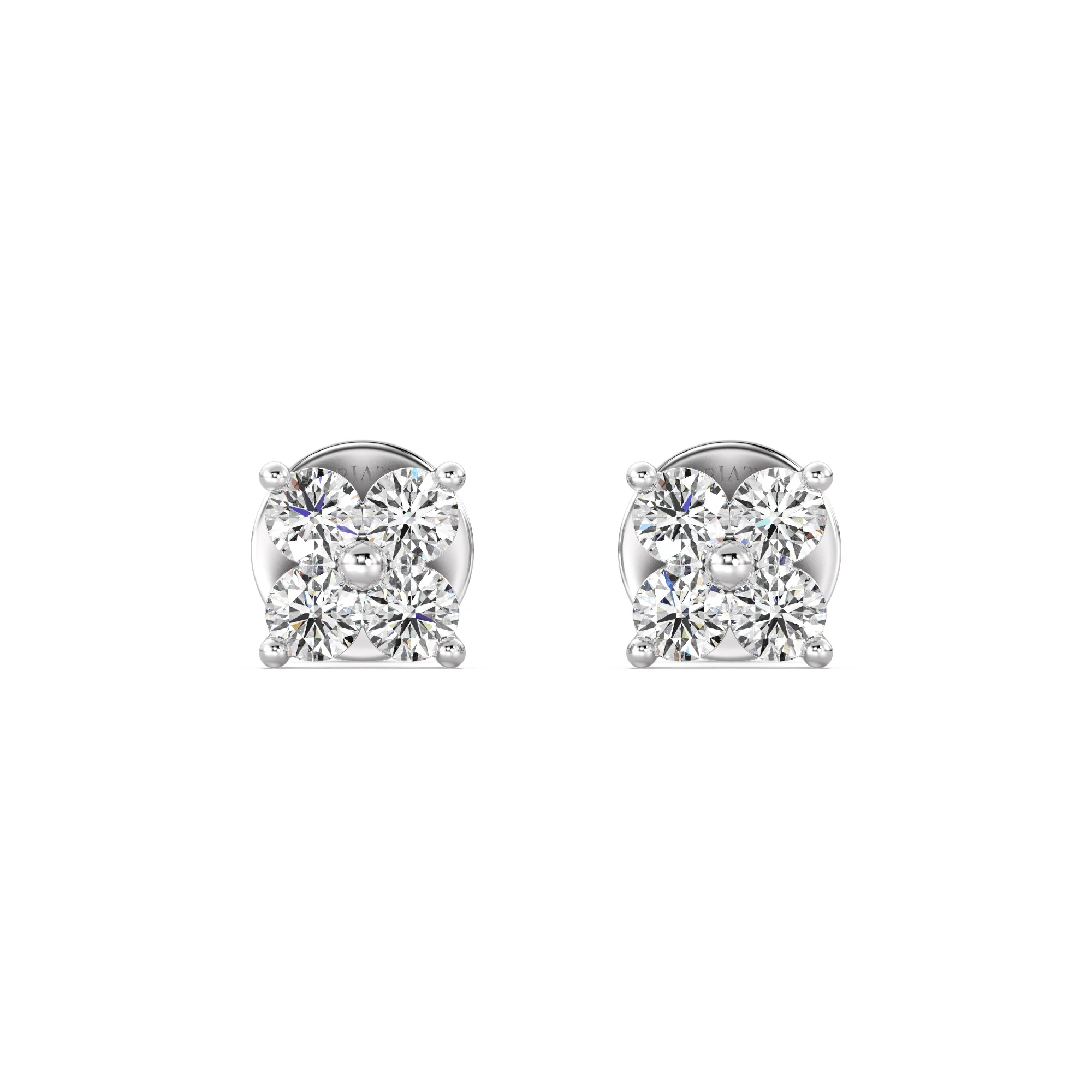 Round Cut Lab Grown Diamond Four Stone Cluster Stud Earrings in 18K Gold - Image 9