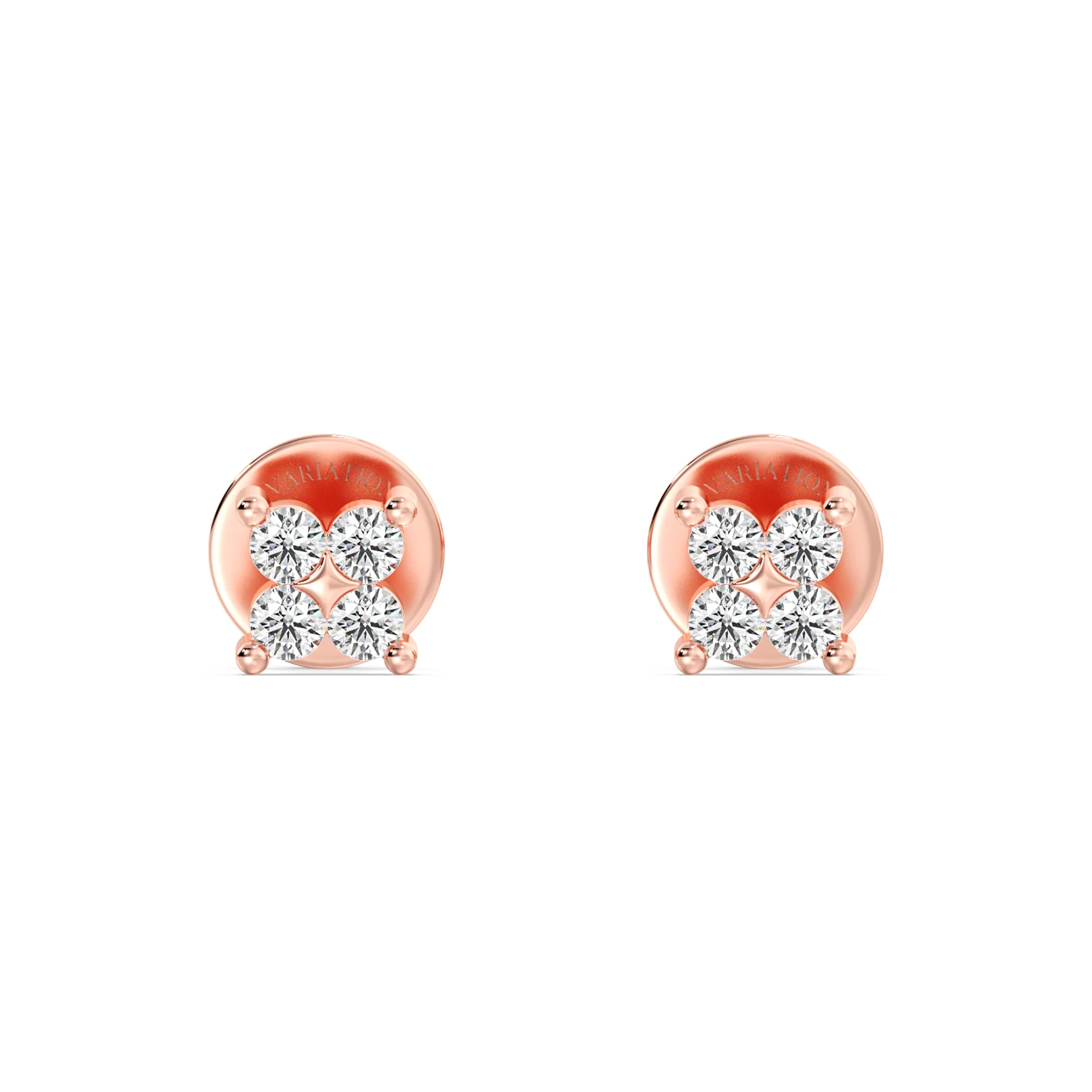 Round Cut Lab Grown Diamond Four Stone Cluster Stud Earrings in 18K Gold - Image 4