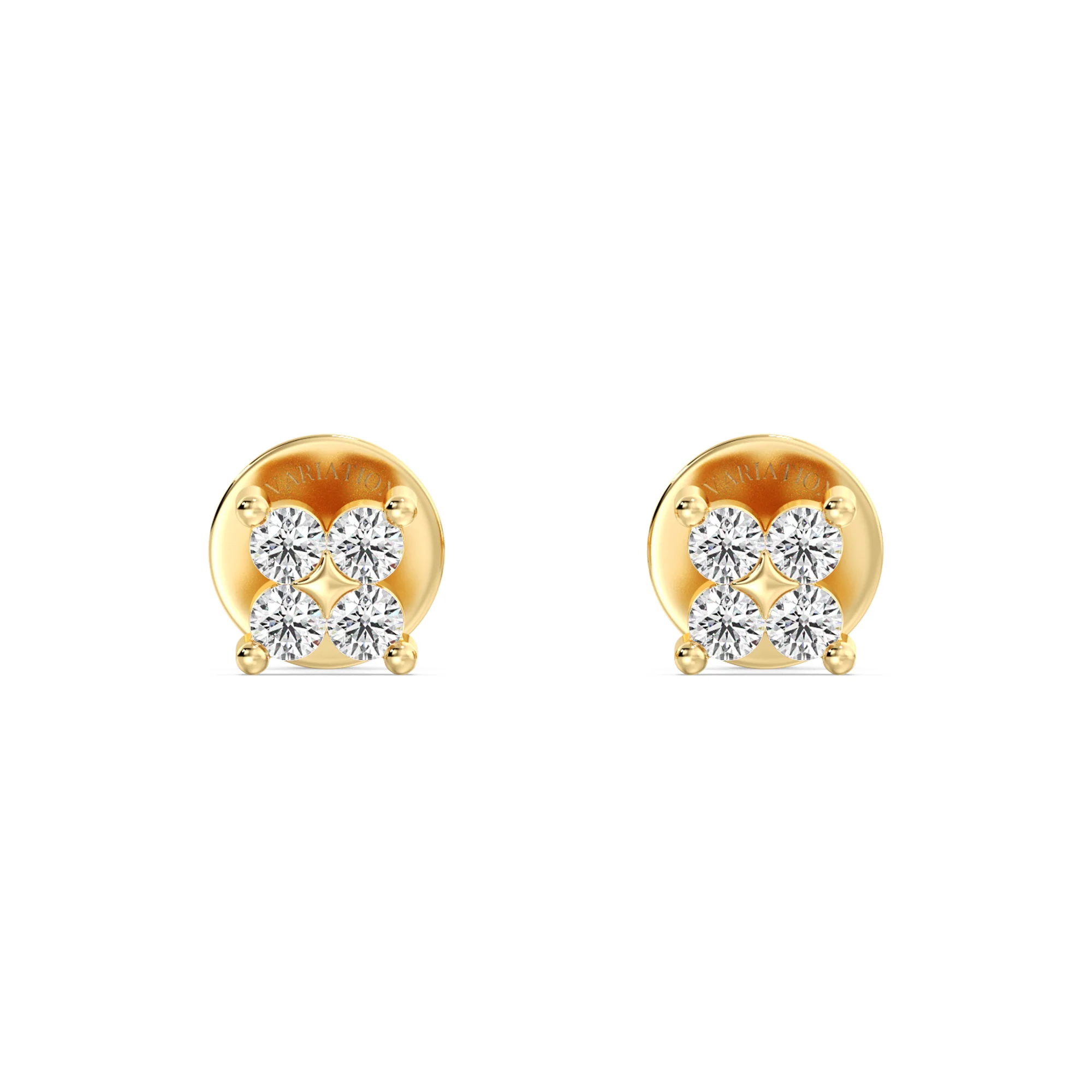 Round Cut Lab Grown Diamond Four Stone Cluster Stud Earrings in 18K Gold - Image 6