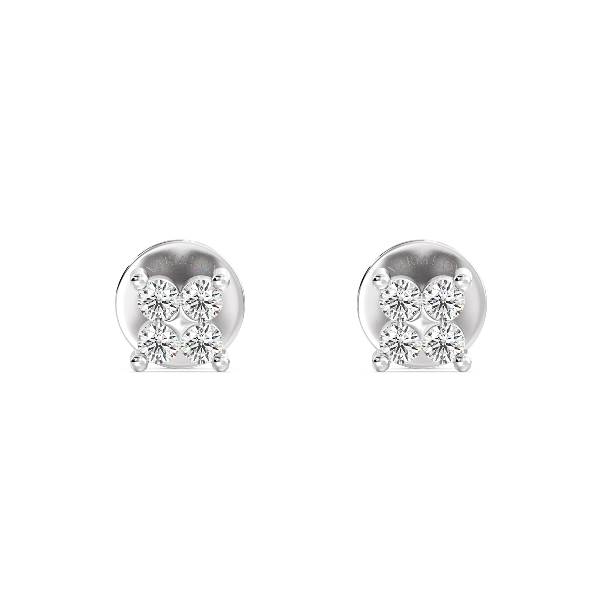 Round Cut Lab Grown Diamond Four Stone Cluster Stud Earrings in 18K Gold - Image 8